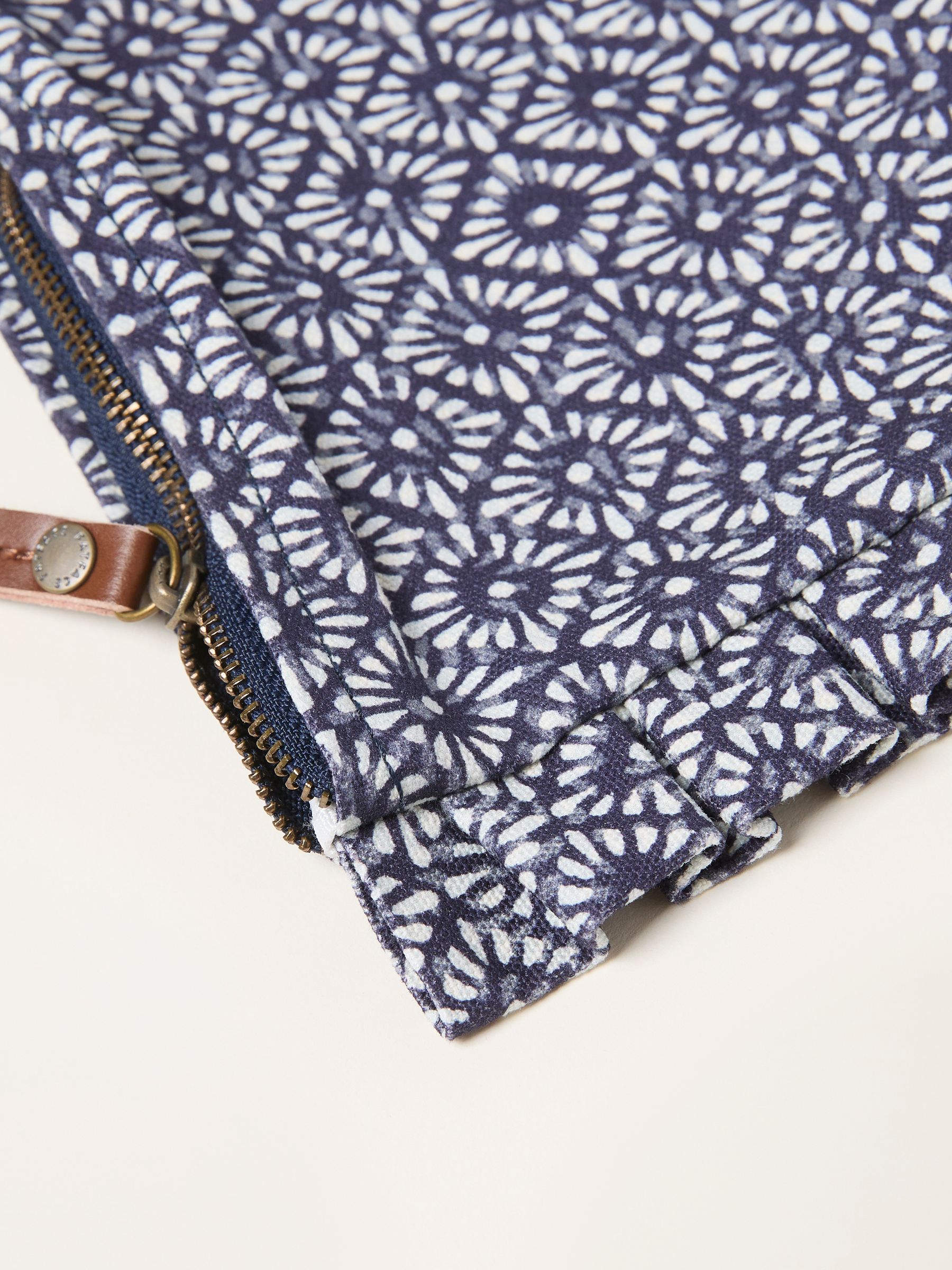 Navy Blue Geometric Frill Pouch - Image 2 of 2