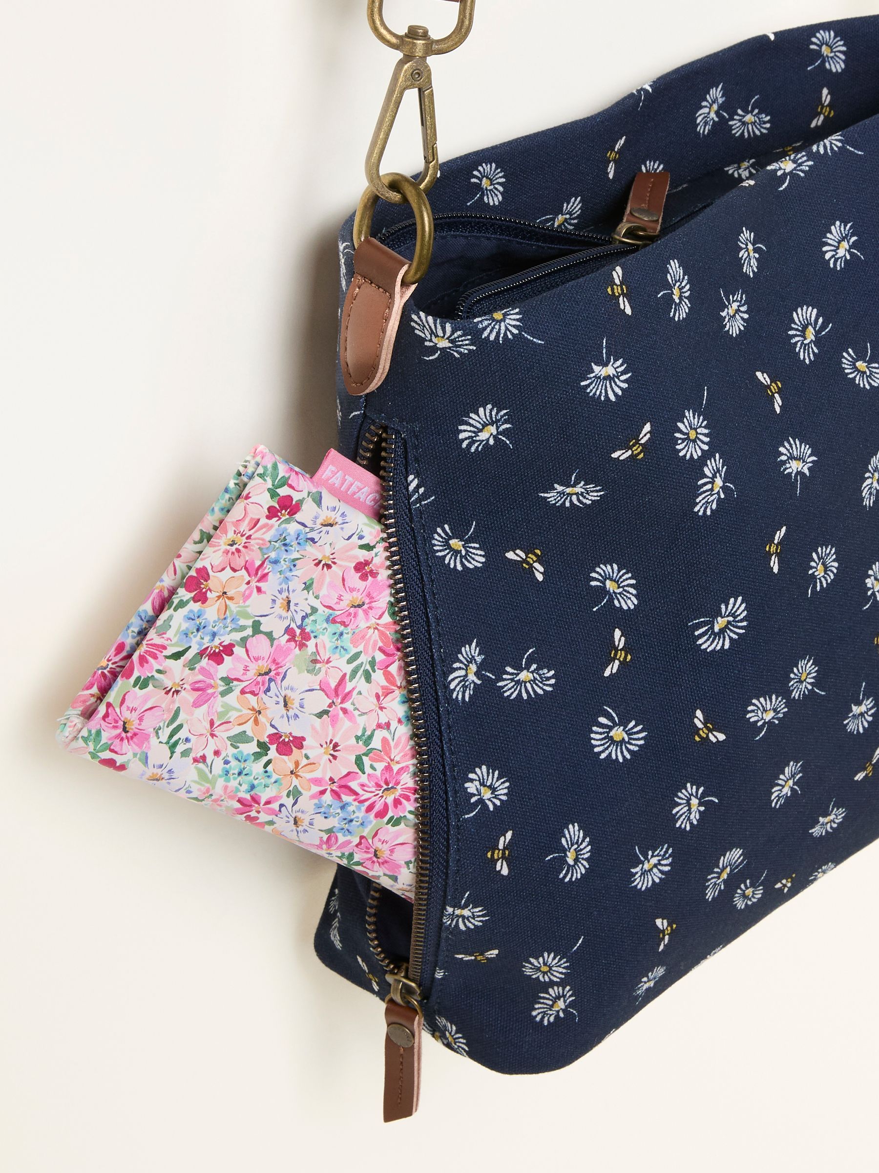 Kingston Navy Blue Canvas Floral Bee Crossbody Bag - Image 2 of 3