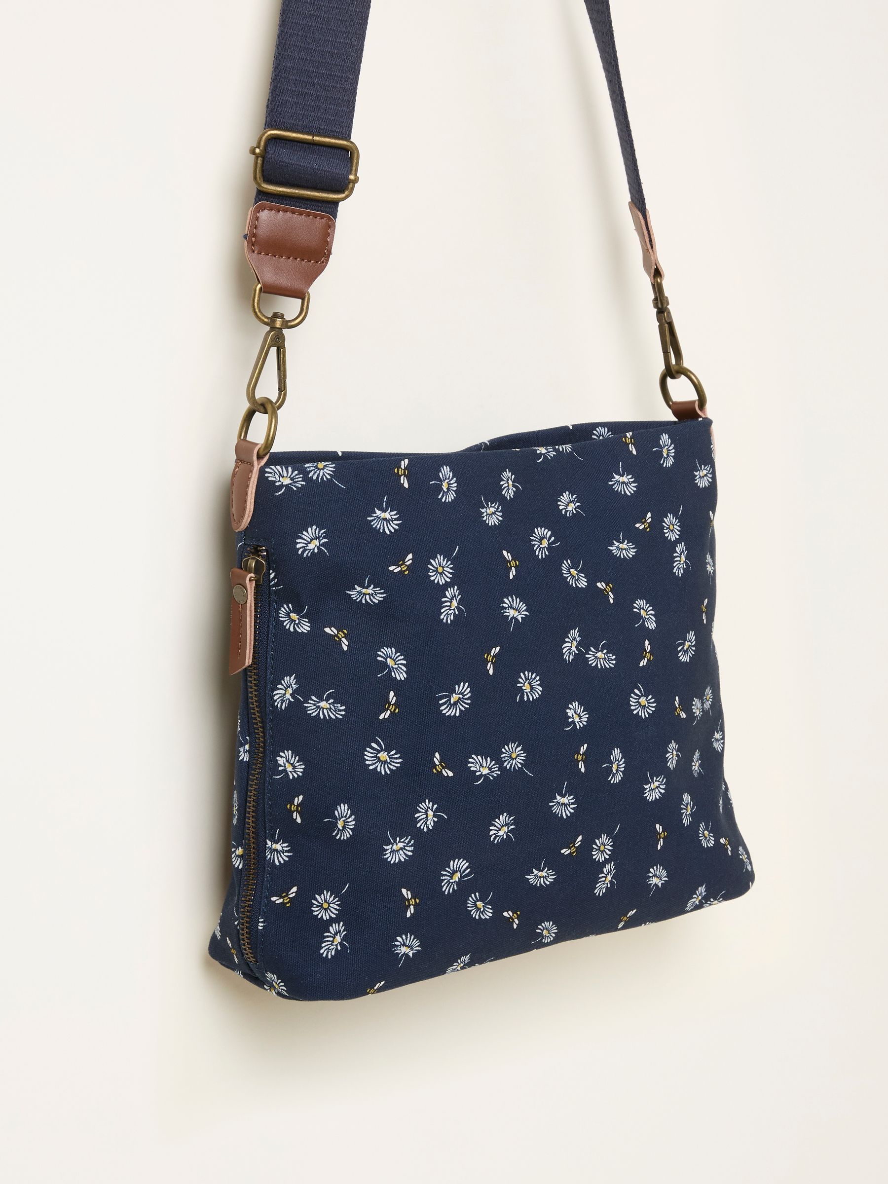 Kingston Navy Blue Canvas Floral Bee Crossbody Bag - Image 3 of 3