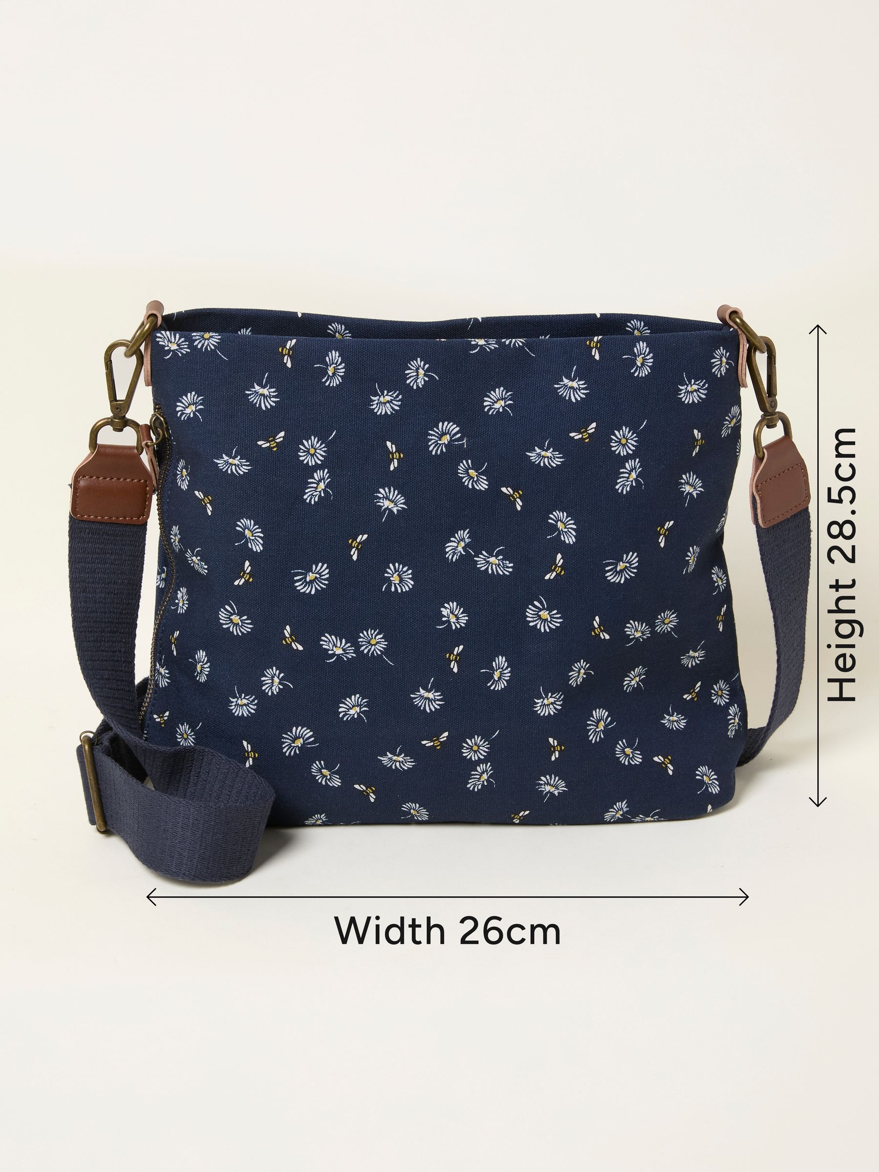 Kingston Navy Blue Canvas Floral Bee Crossbody Bag - Image 4 of 4
