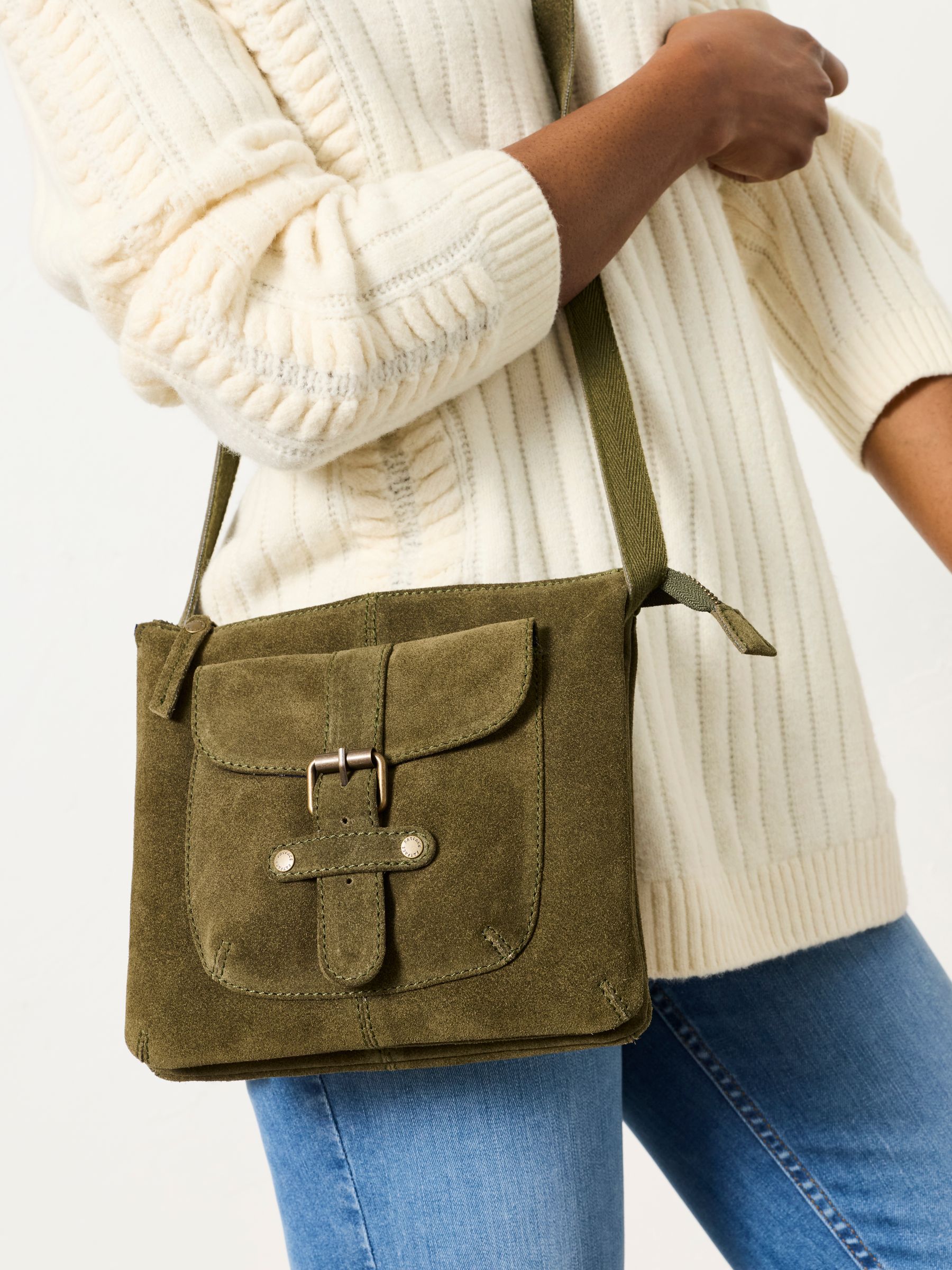 Libby Green Suede Crossbody Bag - Image 1 of 5 Libby Green Suede Crossbody Bag - Image 1 of 5