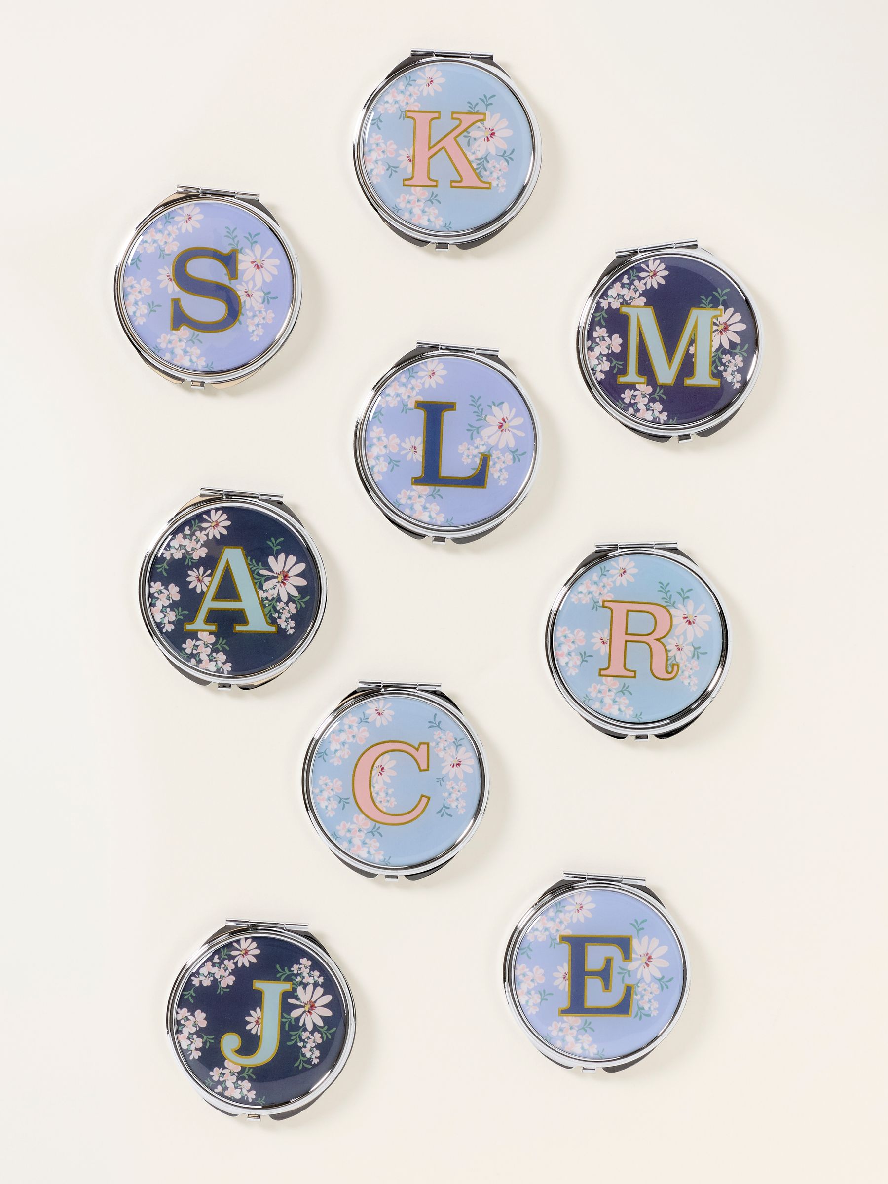 Multi Alphabet Floral Compact Mirror - Image 1 of 2