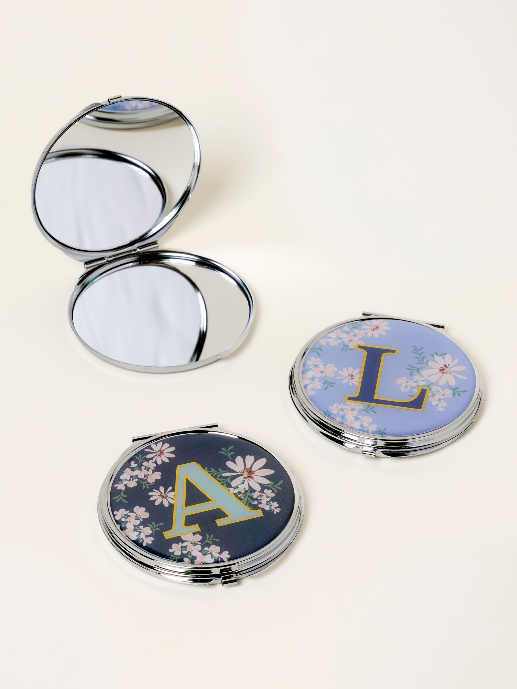 Multi Alphabet Floral Compact Mirror - Image 2 of 2