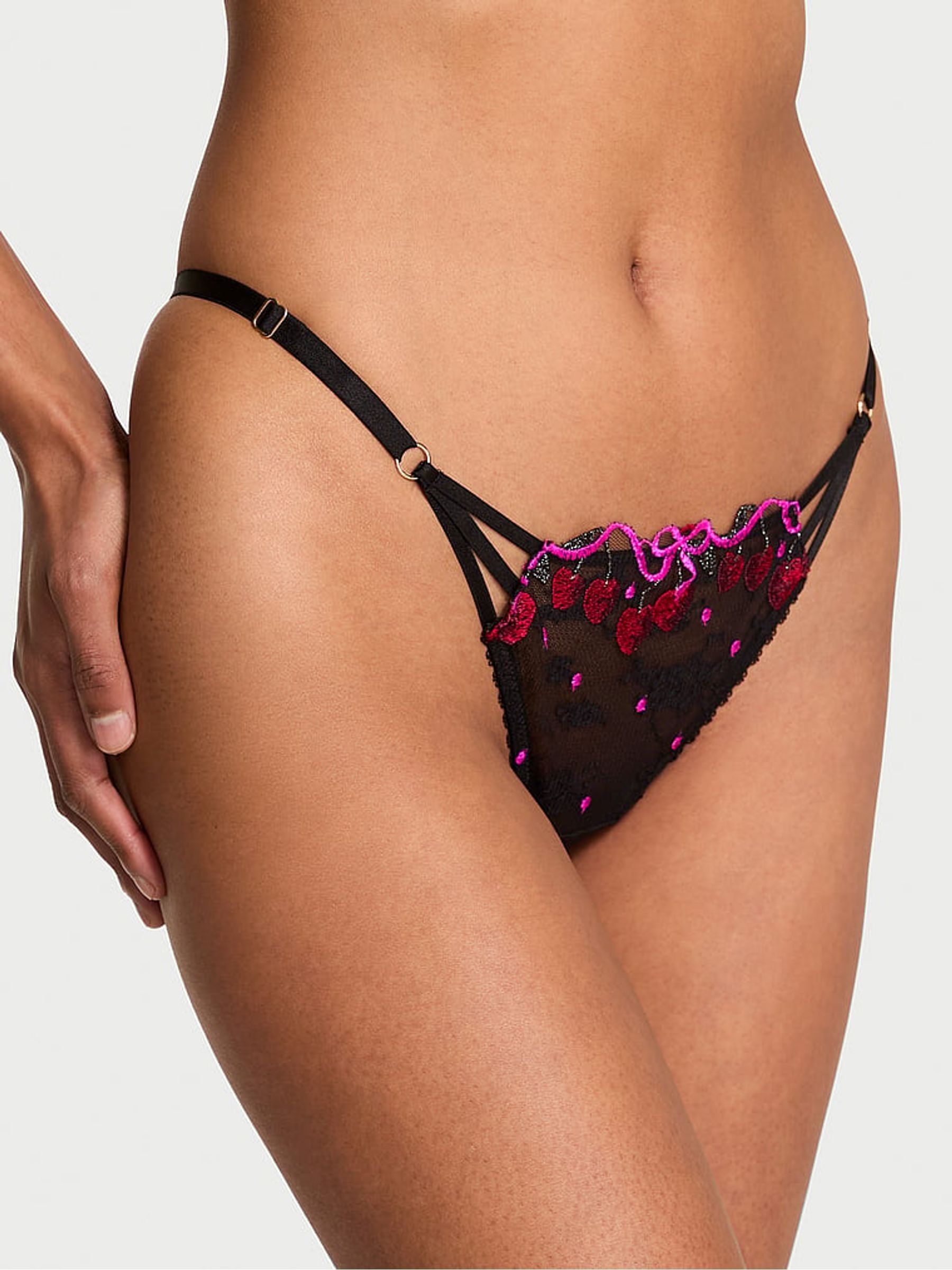 Black Cherry Bomb Brazilian Embroidered Knickers - Image 1 of 3