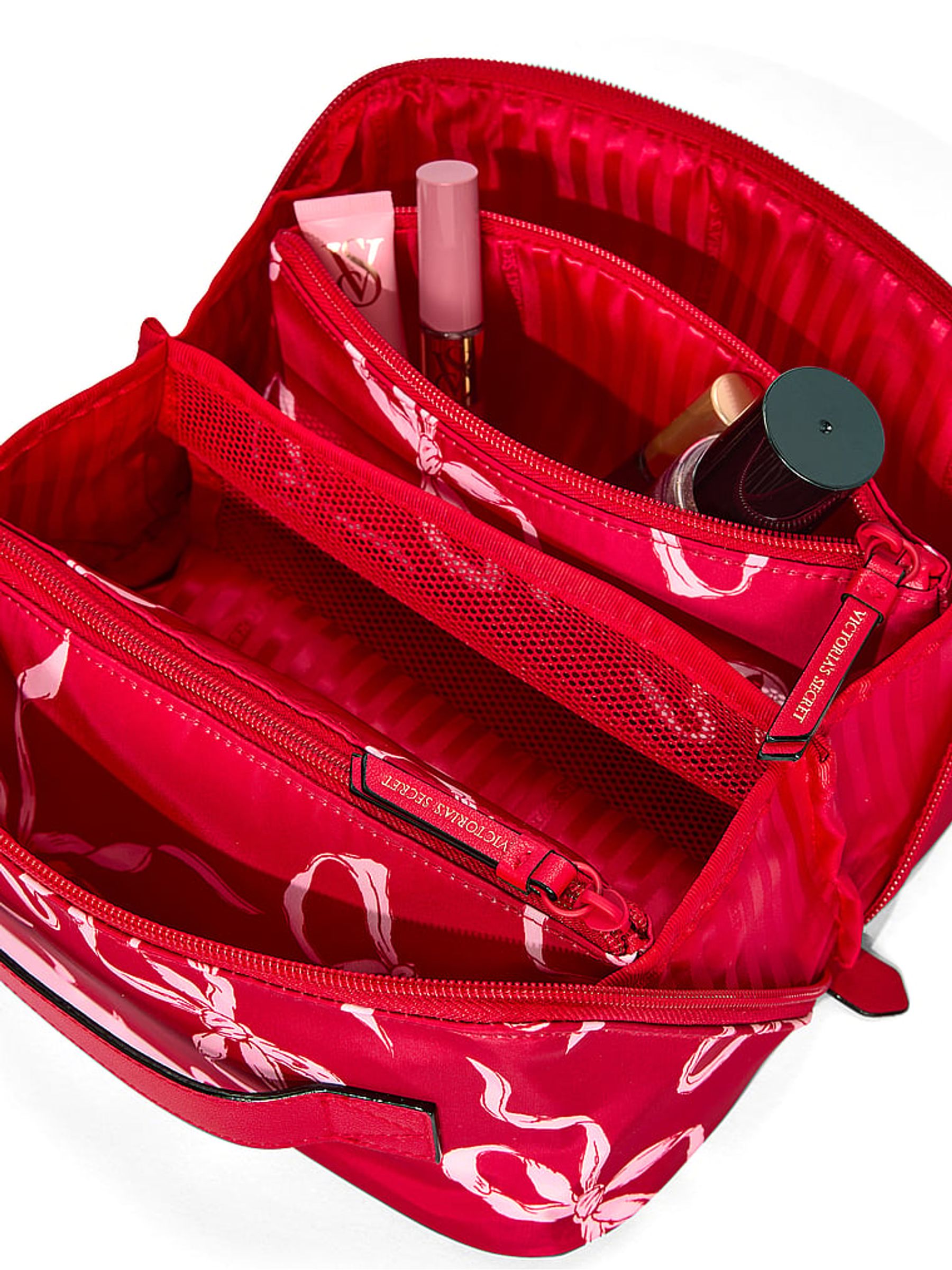Lipstick Red Bows Expandable Travel Make-Up Bags 3 Piece - Image 3 of 3