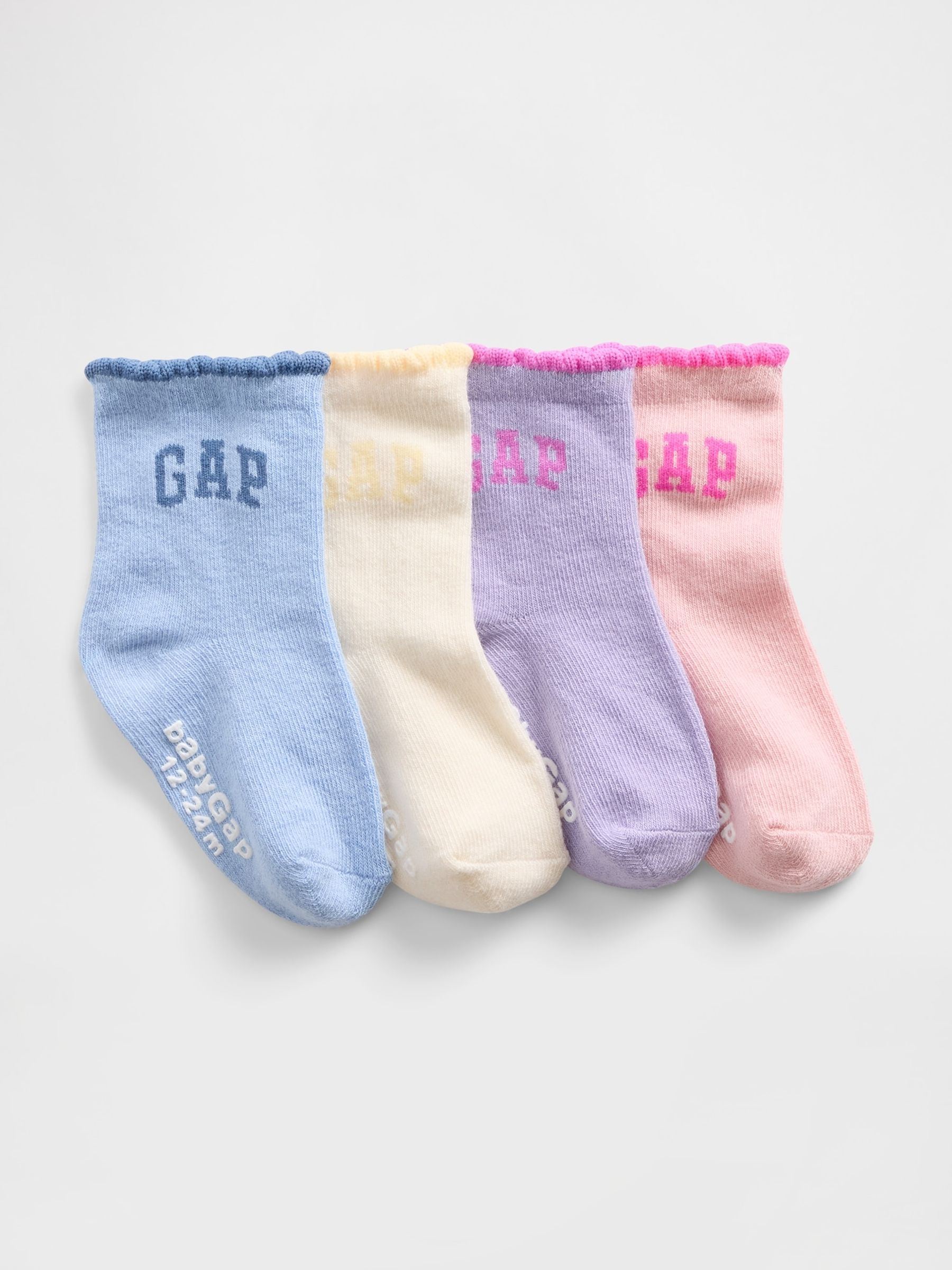 Blue/Pink Quarter Crew Logo Socks 4-Pack - Image 1 of 1