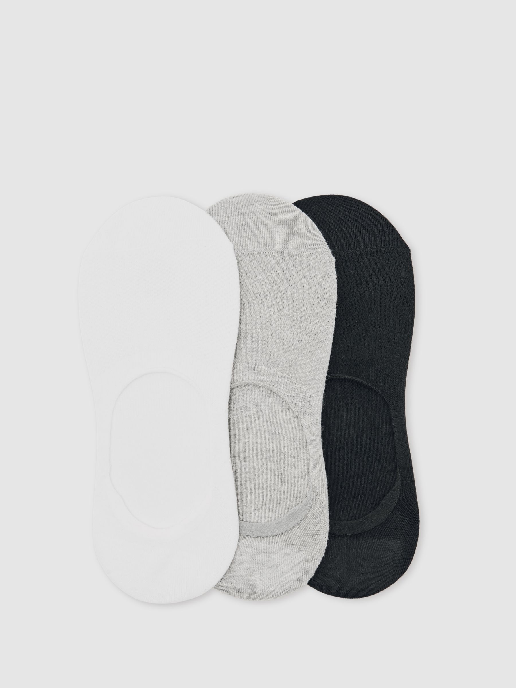 3 Pack Invisible Trainer Socks Cotton-Blend in White/Grey/Black - Image 1 of 2