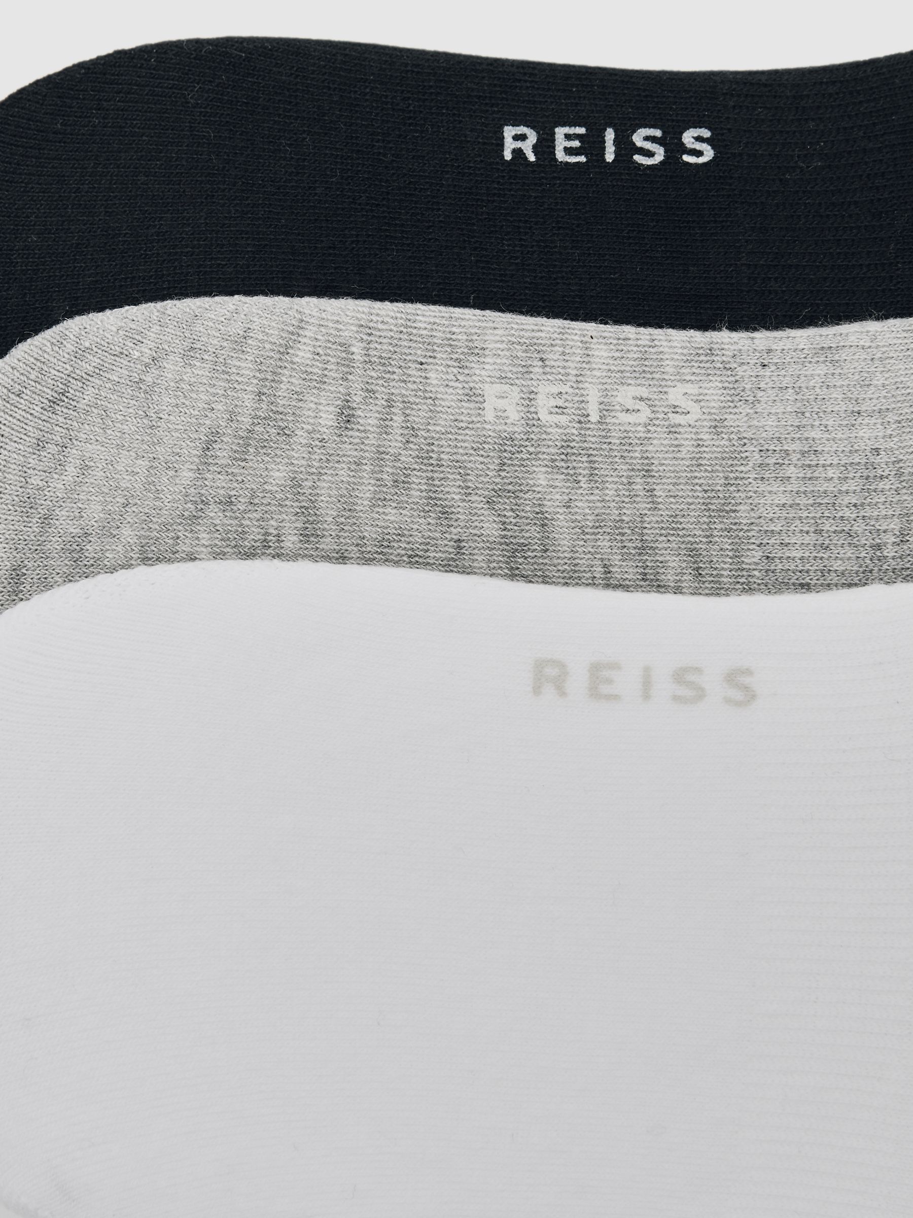 3 Pack Invisible Trainer Socks Cotton-Blend in White/Grey/Black - Image 2 of 2