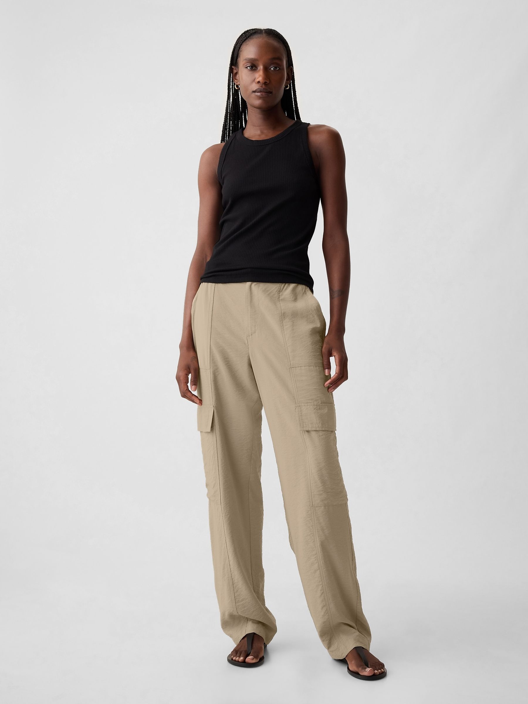Baggy Cargo Cargo Pants Gap Wide Leg Neutral Mid Rise Cargo