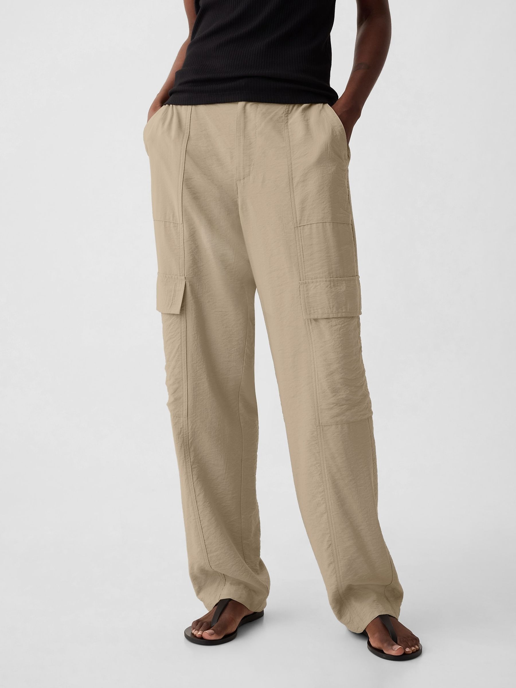 Neutral Mid Rise Cargo Trousers - Image 2 of 5