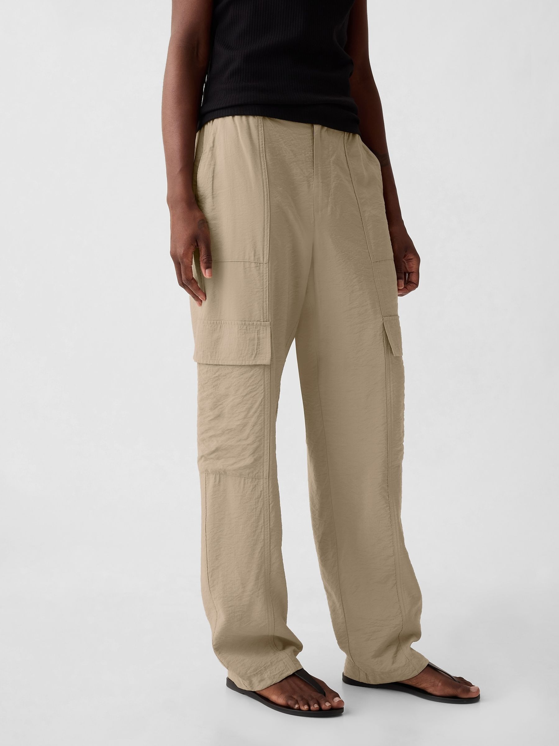 Neutral Mid Rise Cargo Trousers - Image 4 of 5