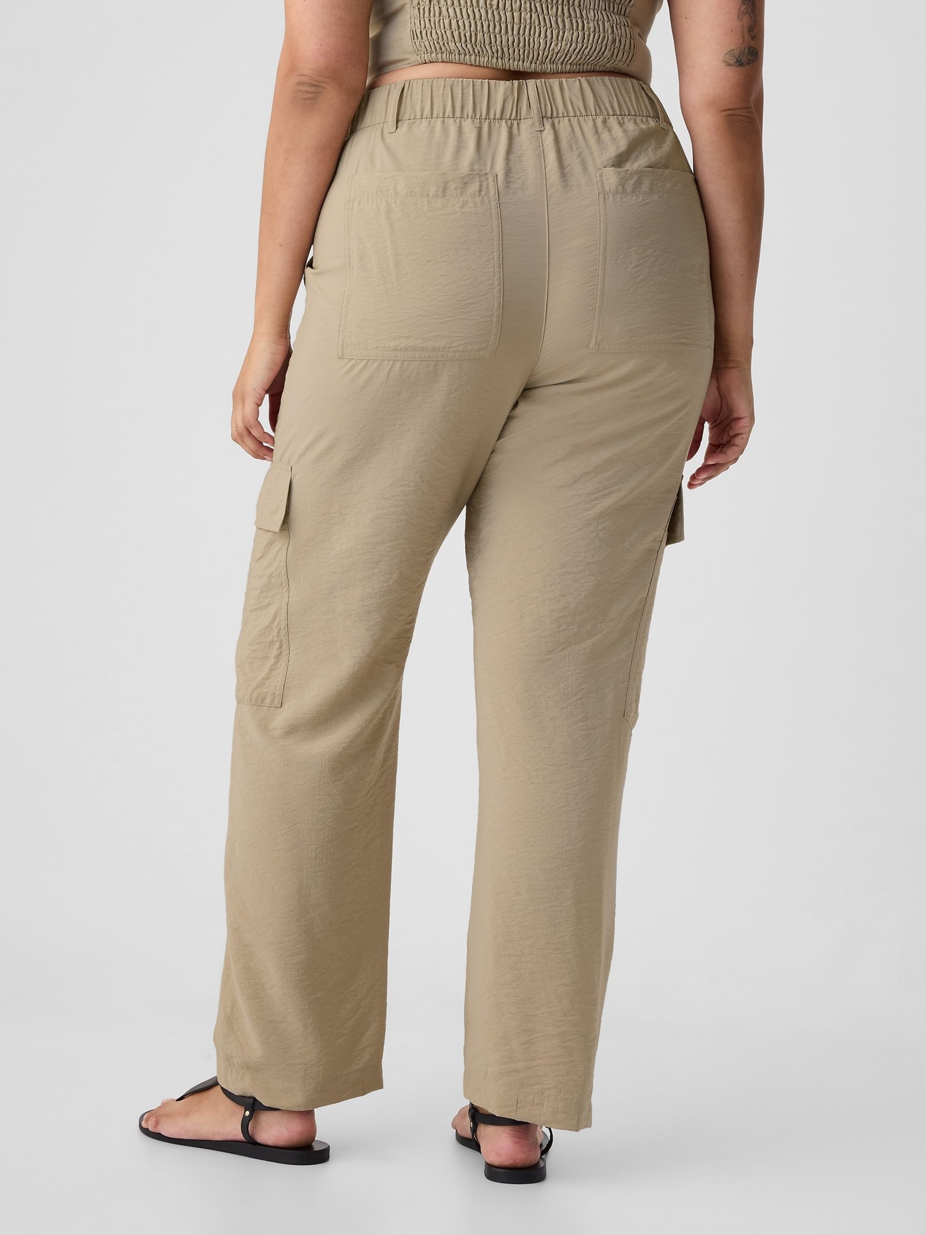 Neutral Mid Rise Cargo Trousers - Image 6 of 7