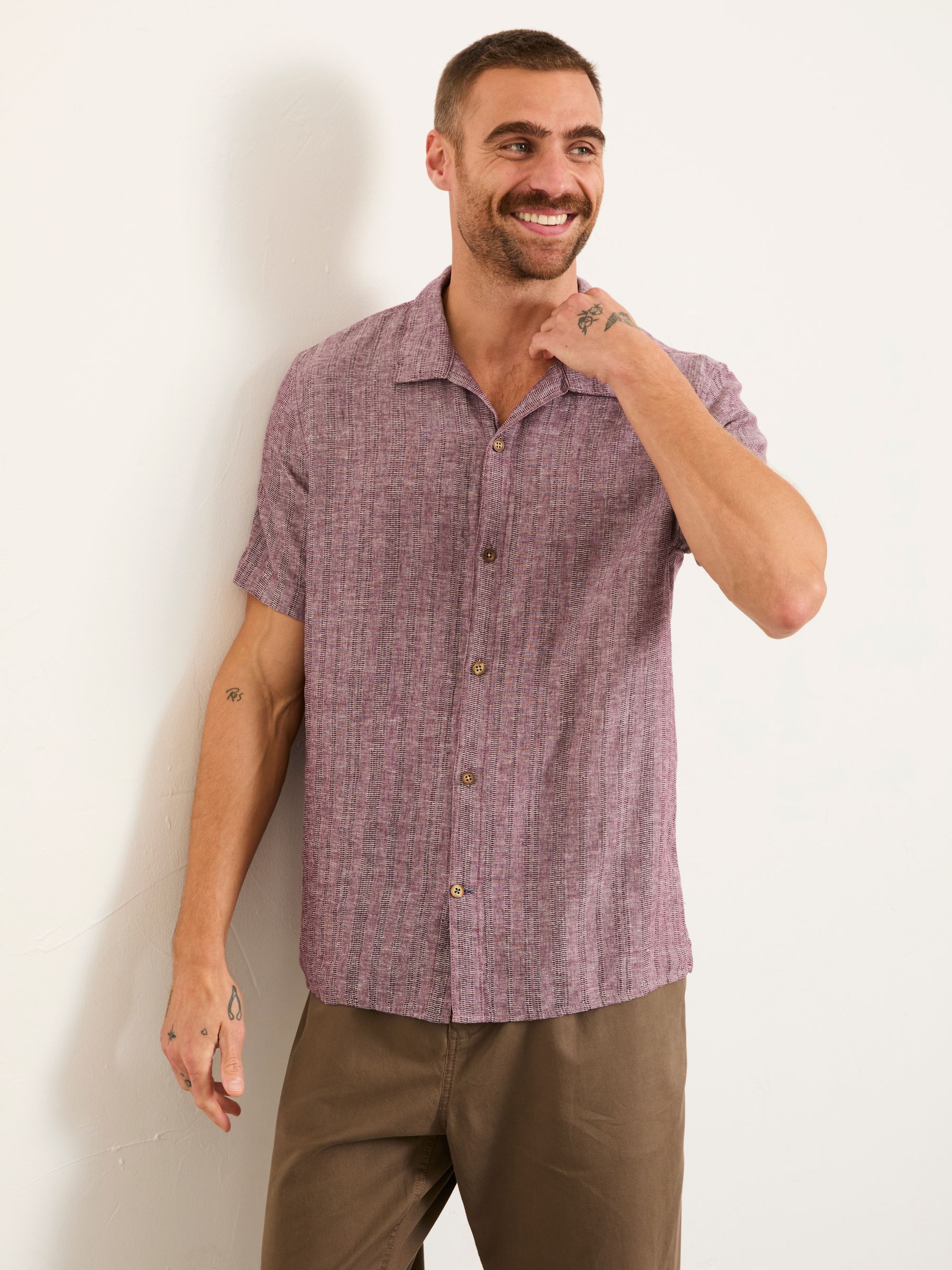 Bugle Dark Purple Bold Stripe Short Sleeve Shirt - Image 1 of 5