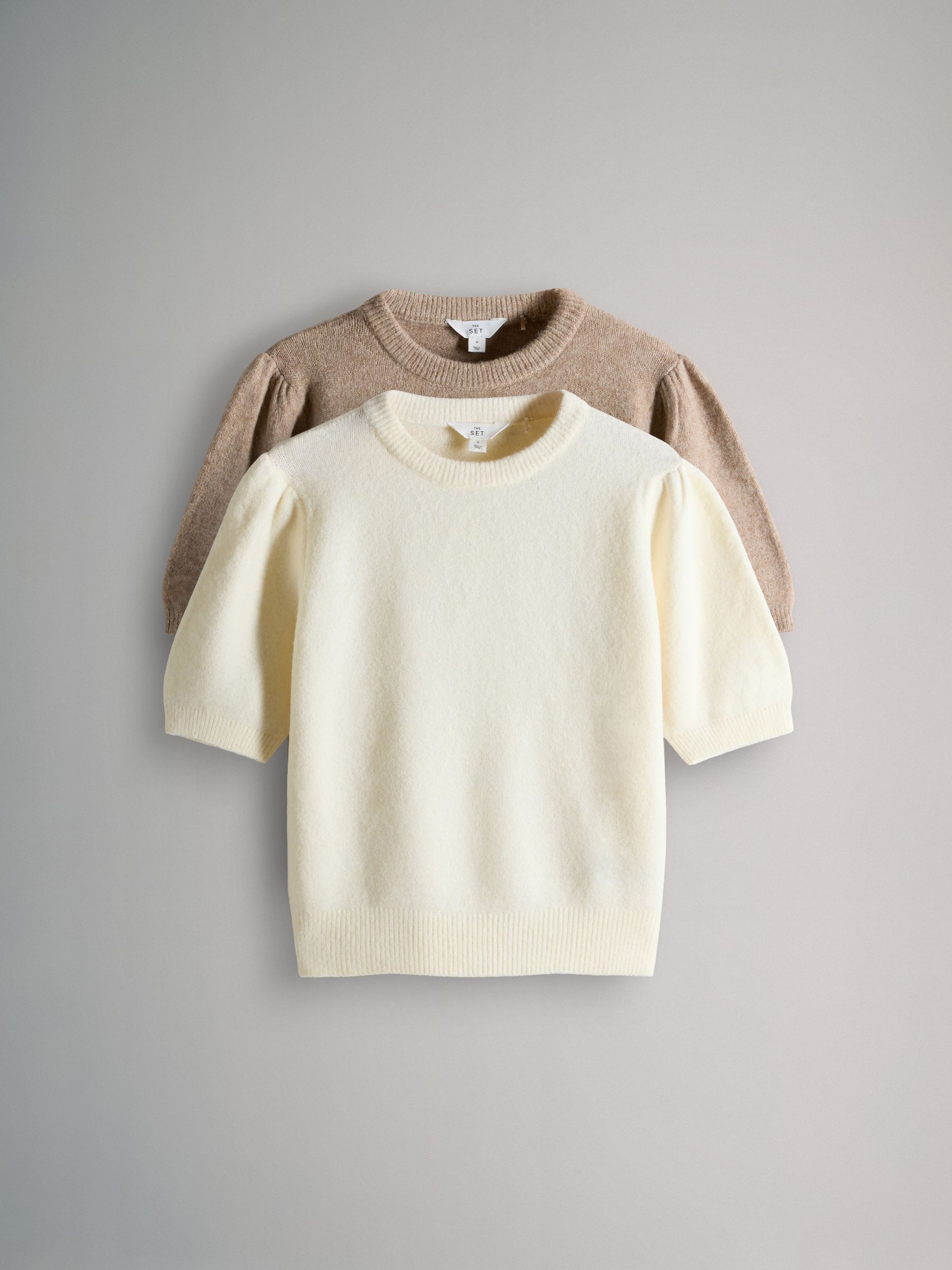 Cream/Oatmeal 2 Pack Knitted T-Shirts - Image 2 of 6