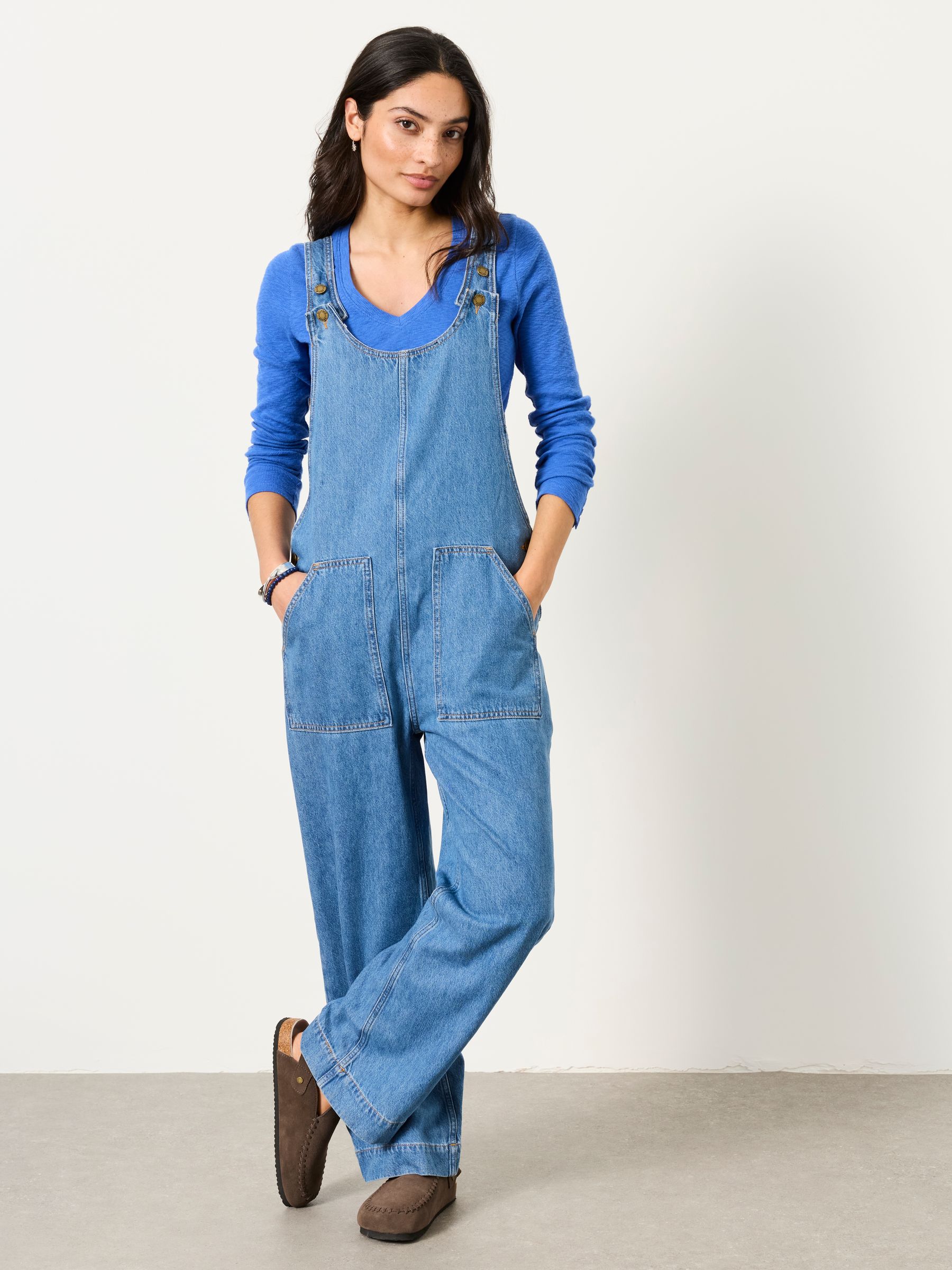 Raffles Mid Blue Dungaree | FatFace USA