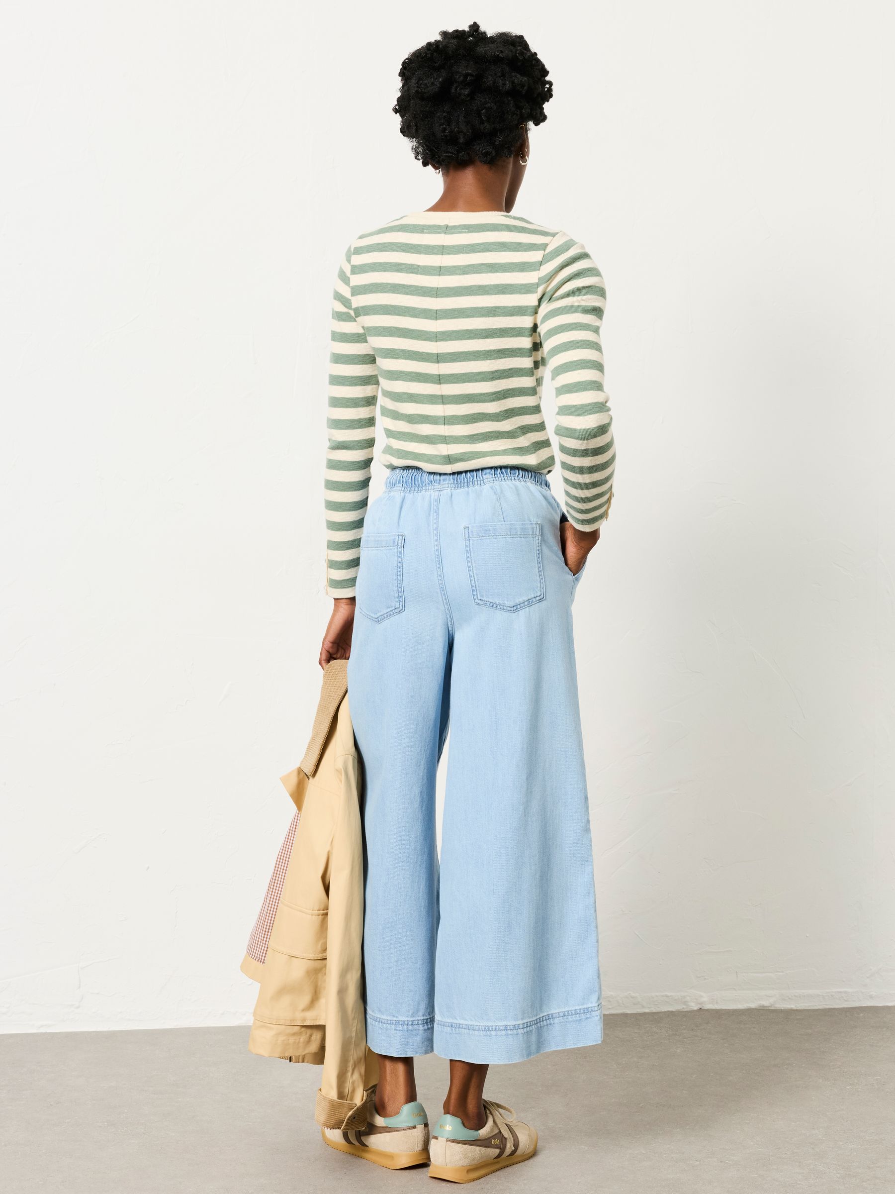 Connie Blue Denim Wide Leg Culotte - Image 2 of 8