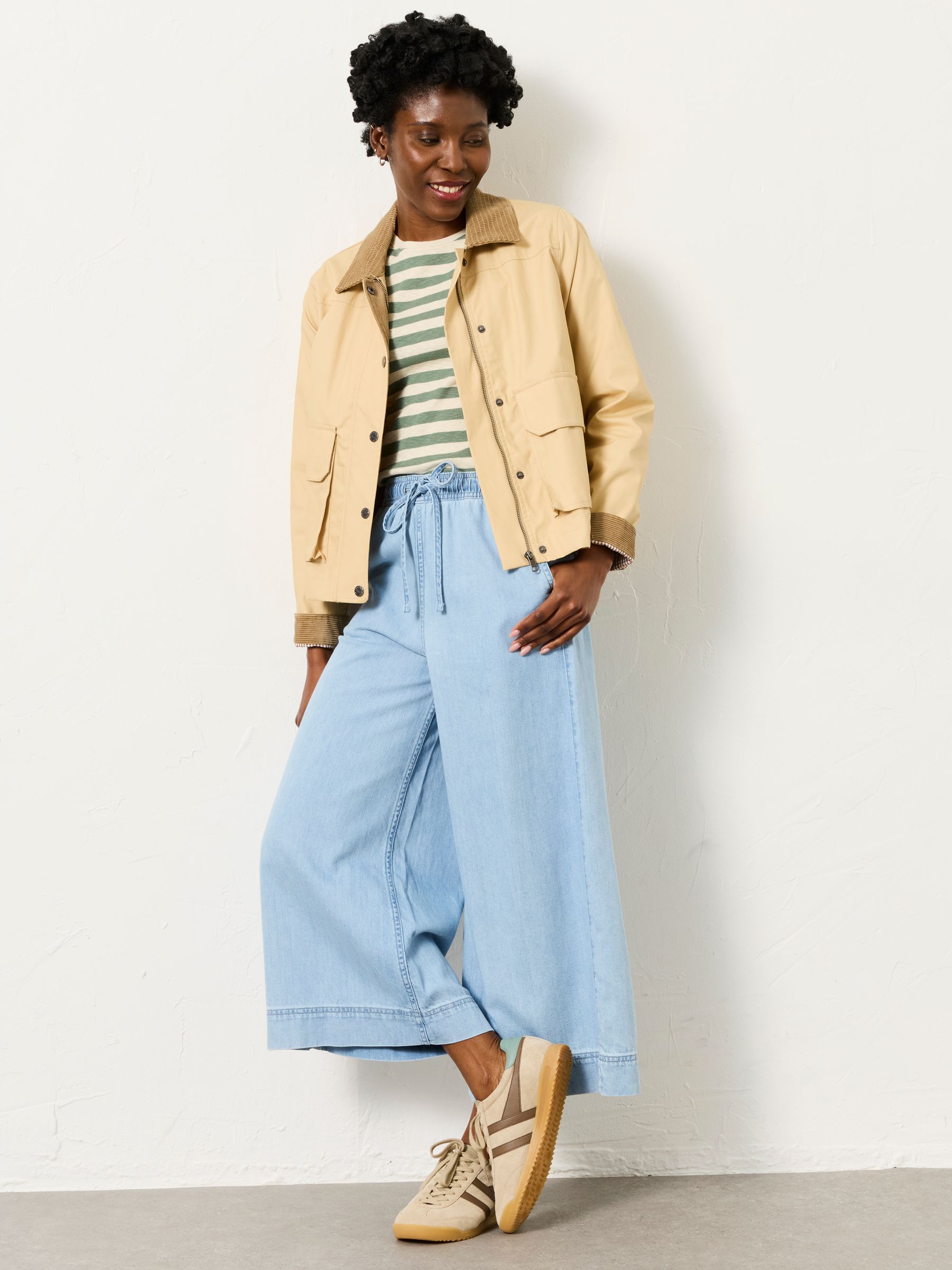 Connie Blue Denim Wide Leg Culotte - Image 4 of 8