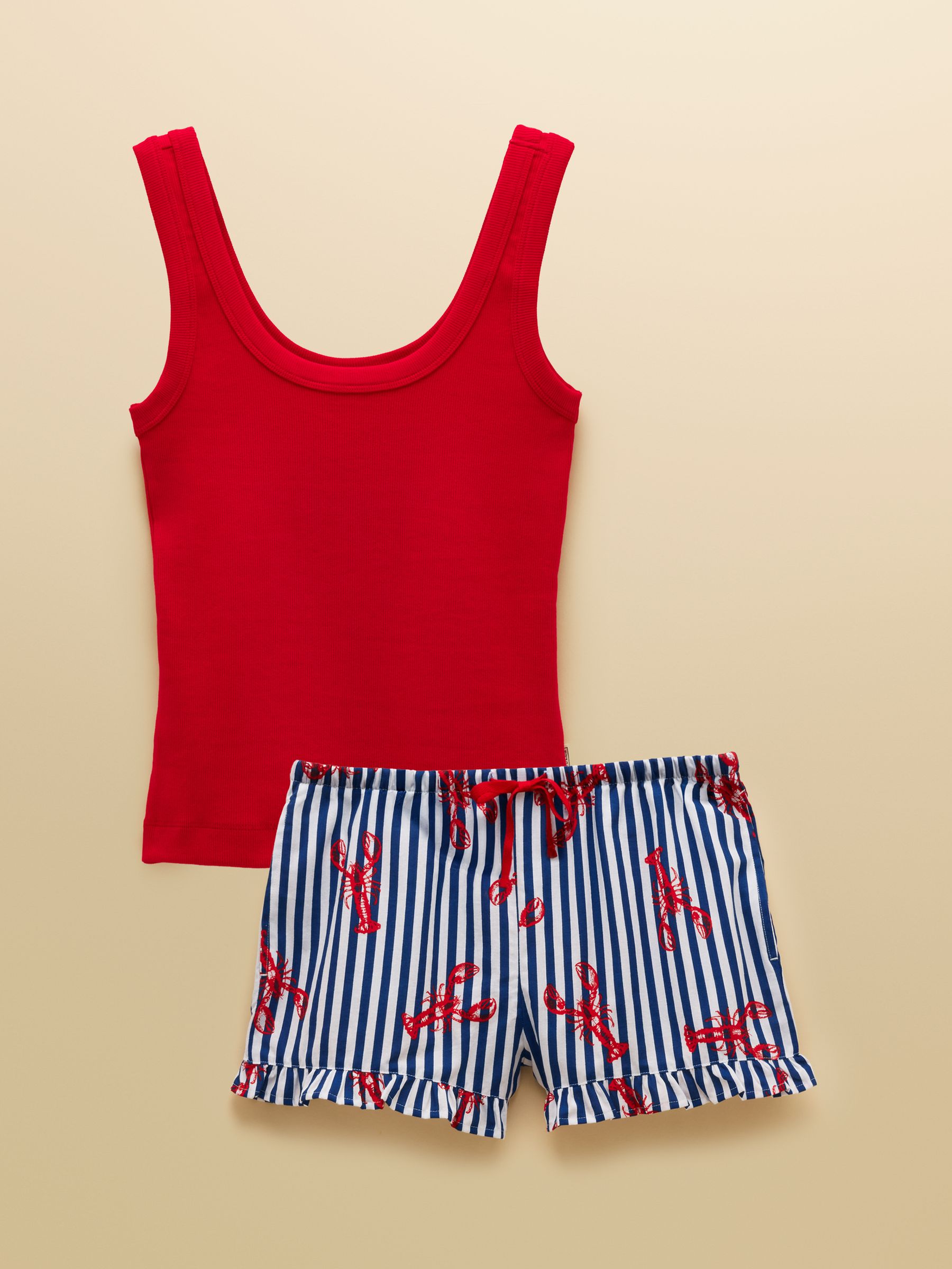 Red Jersey Vest and Cotton Rich Short Pyjama Set with Packable Travel Bag - Image 9 of 9