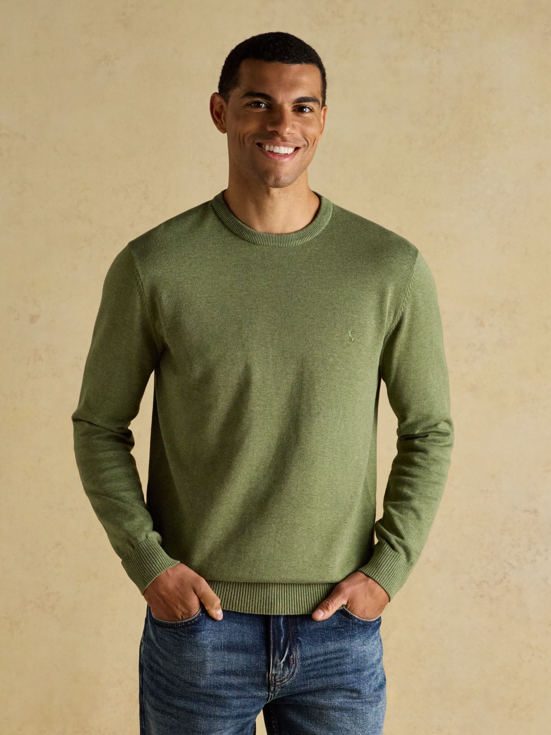 Hillside Khaki Green Crew Neck Knitted Jumper - Image 1 of 7 Hillside Khaki Green Crew Neck Knitted Jumper - Image 1 of 7