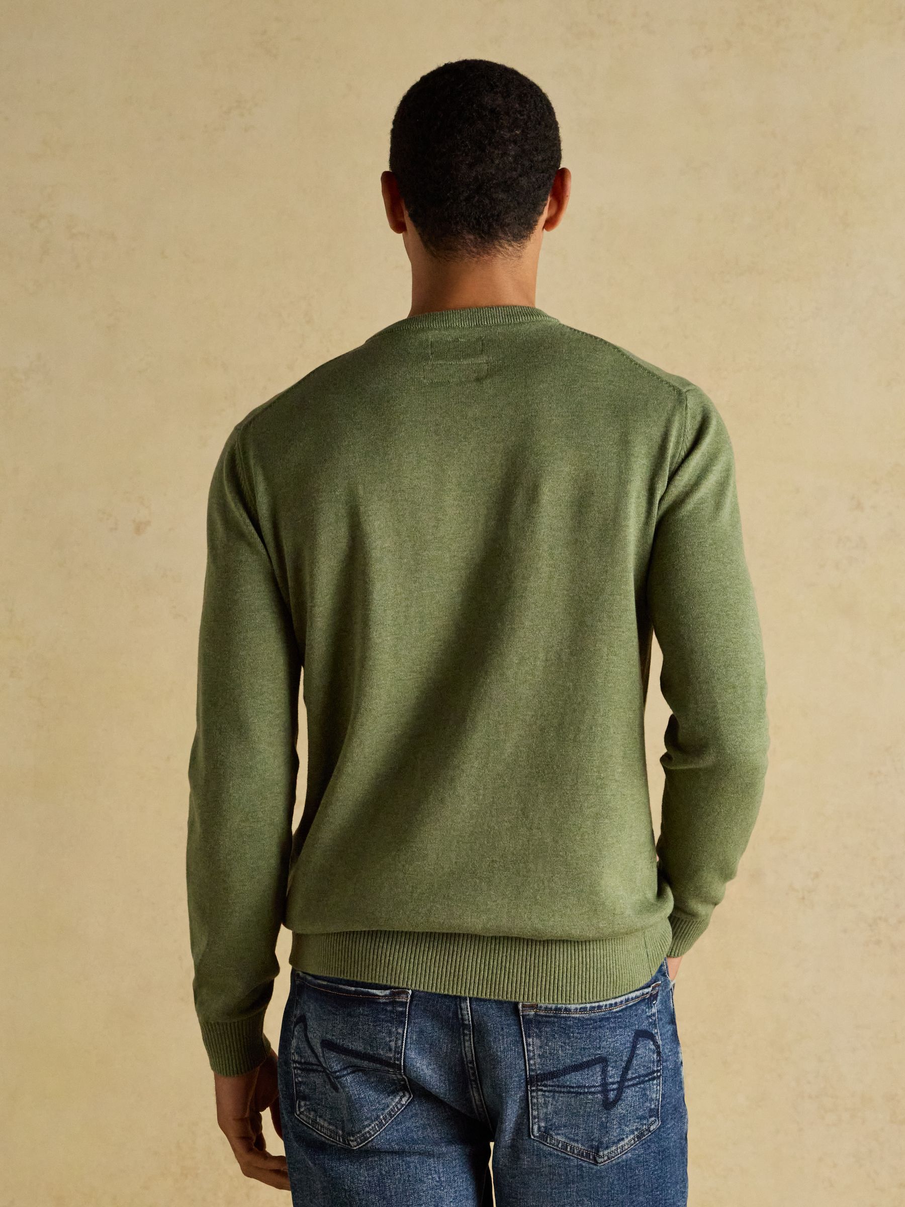 Hillside Khaki Green Crew Neck Knitted Jumper - Image 2 of 7