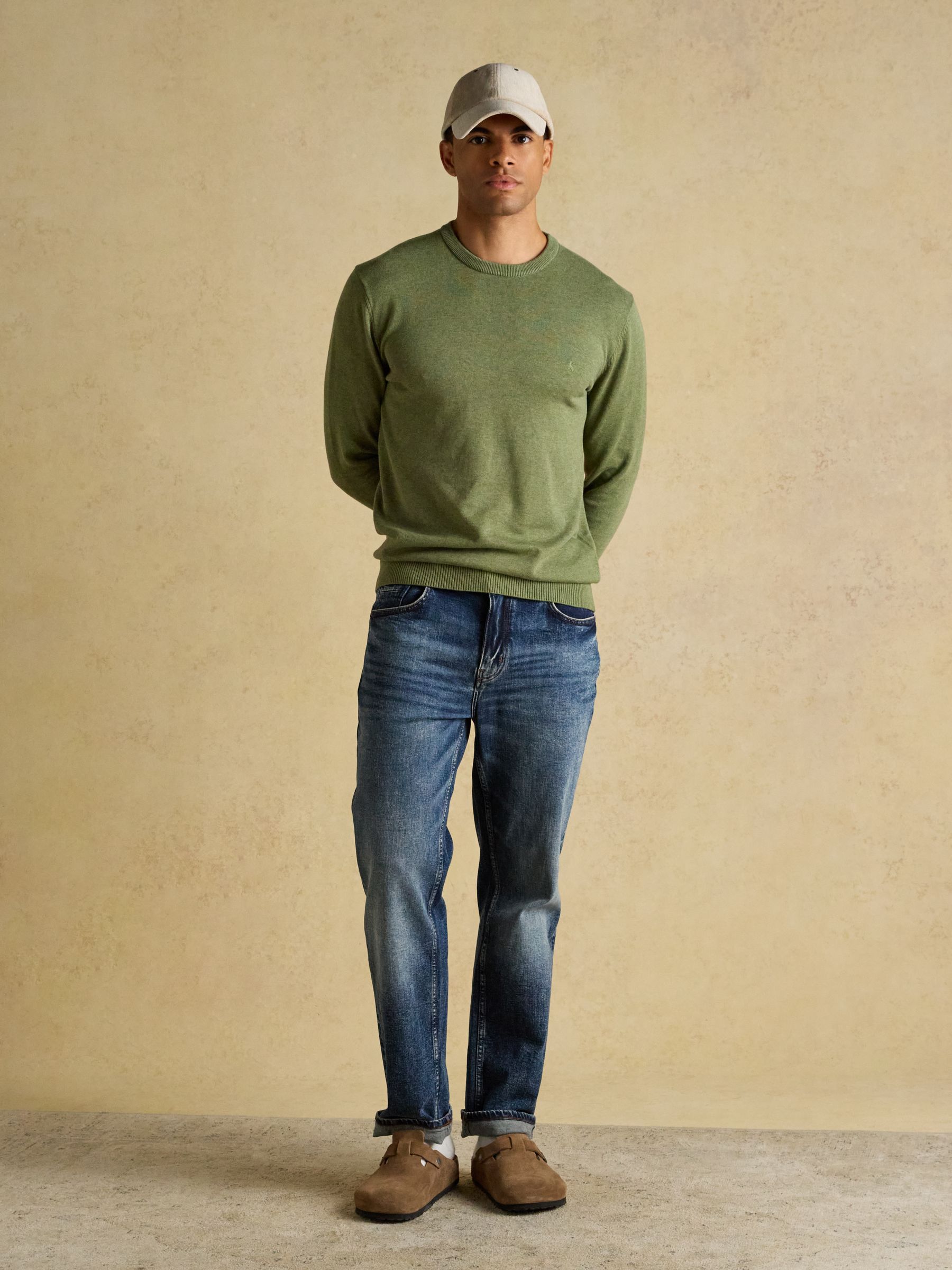 Hillside Khaki Green Crew Neck Knitted Jumper - Image 3 of 7