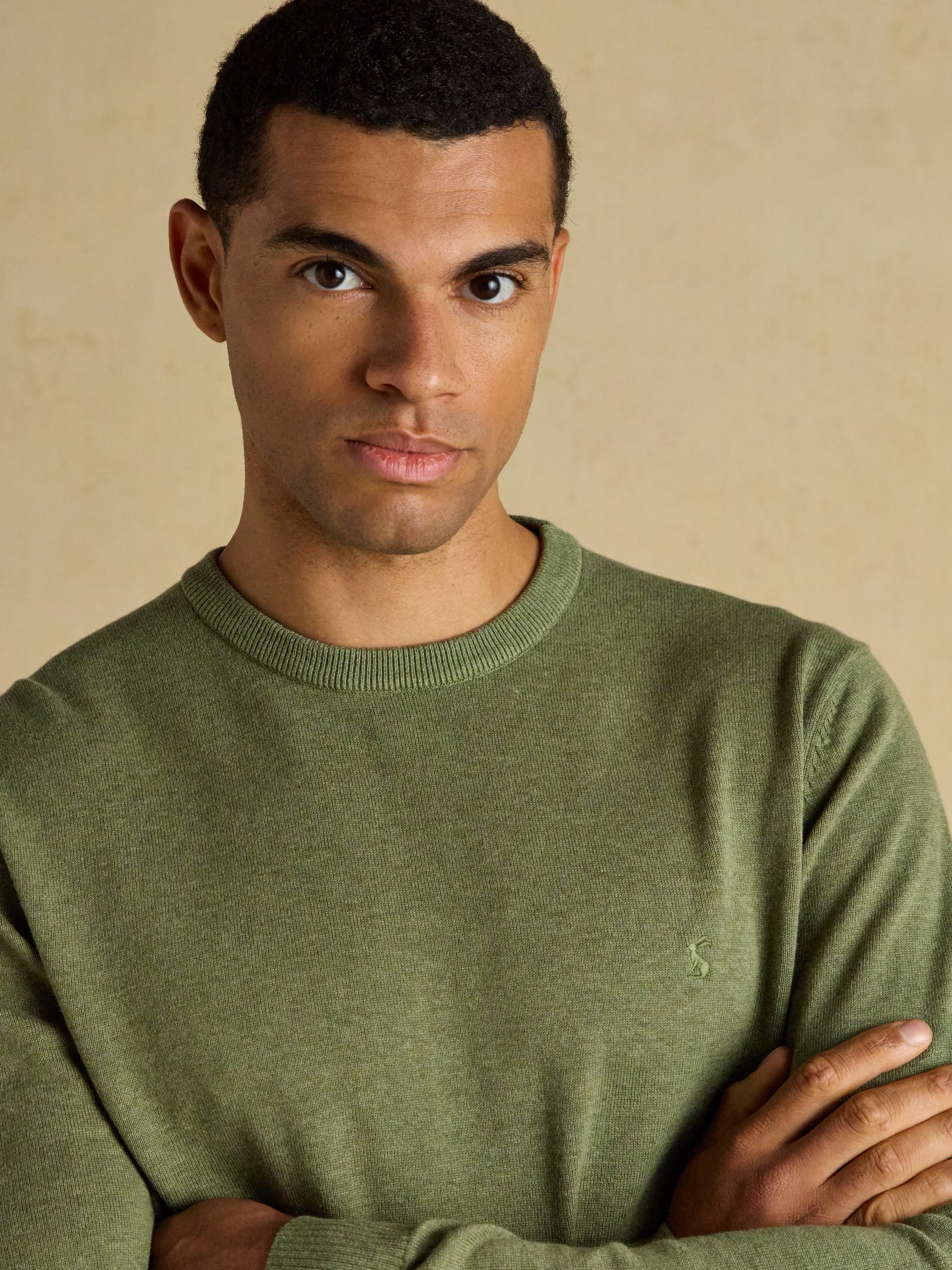 Hillside Khaki Green Crew Neck Knitted Jumper - Image 4 of 7