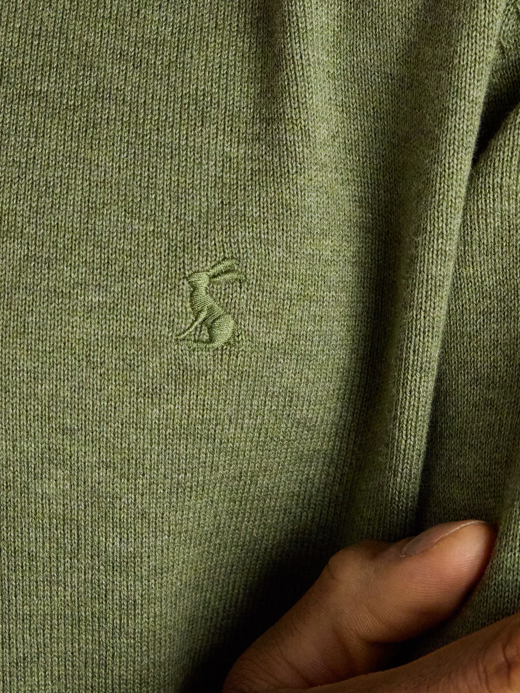 Hillside Khaki Green Crew Neck Knitted Jumper - Image 6 of 7