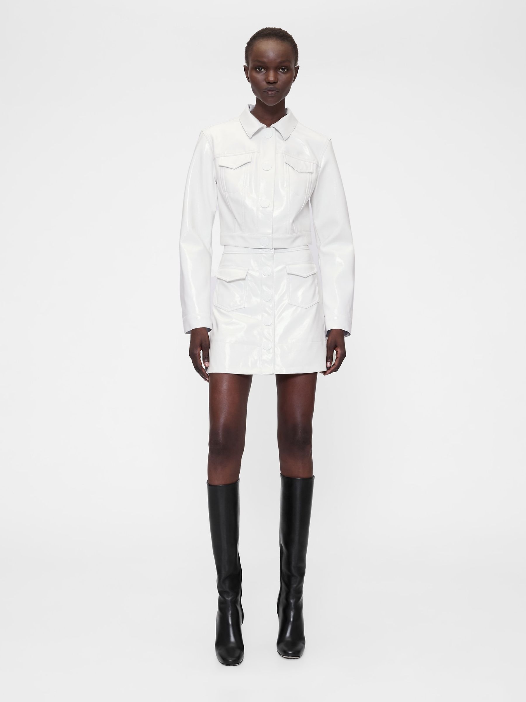 White Patent Leather Mini Skirt - Image 2 of 5