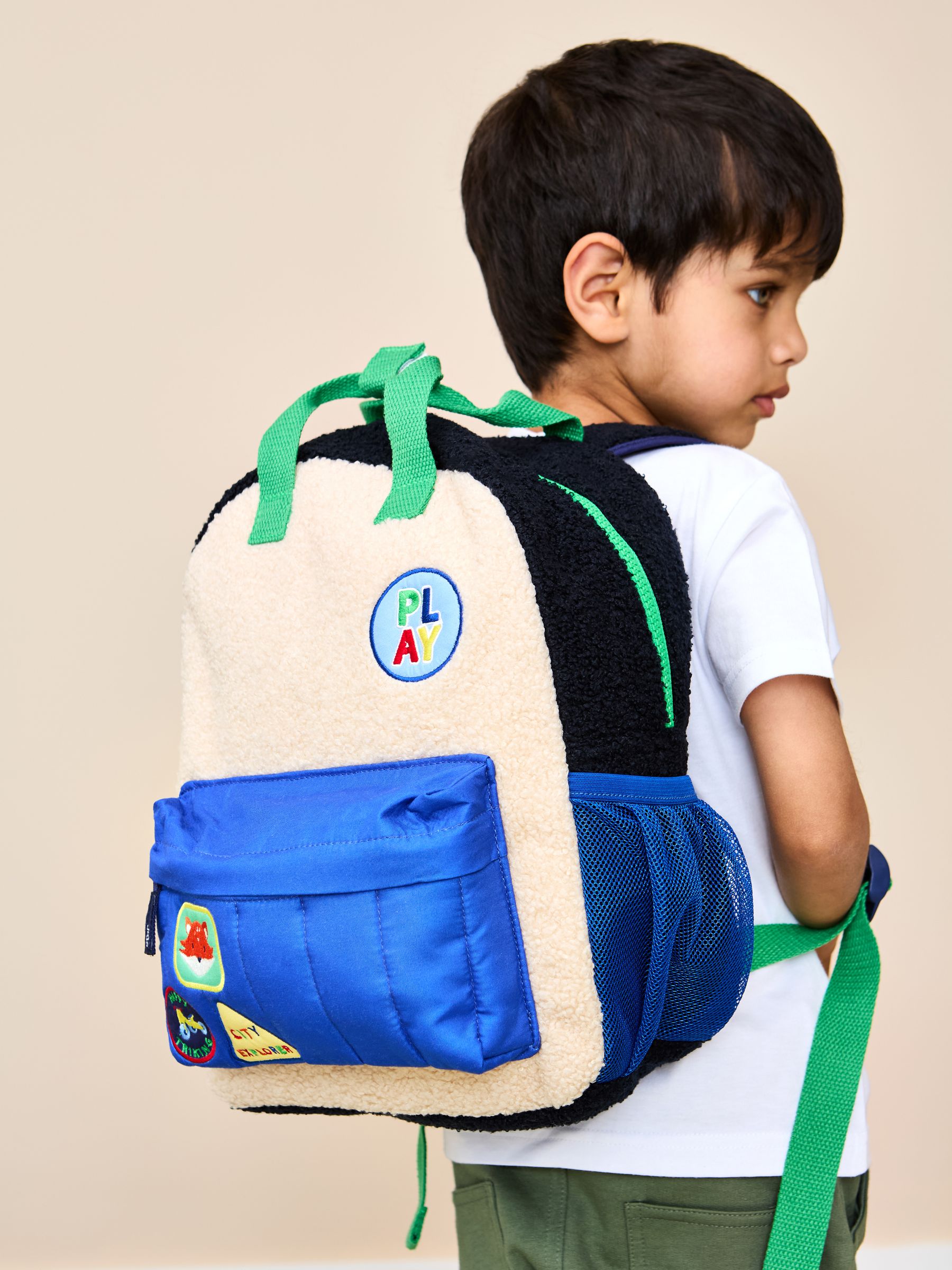 Borg Colour Block Medium Backpack | JoJo Maman Bébé USA
