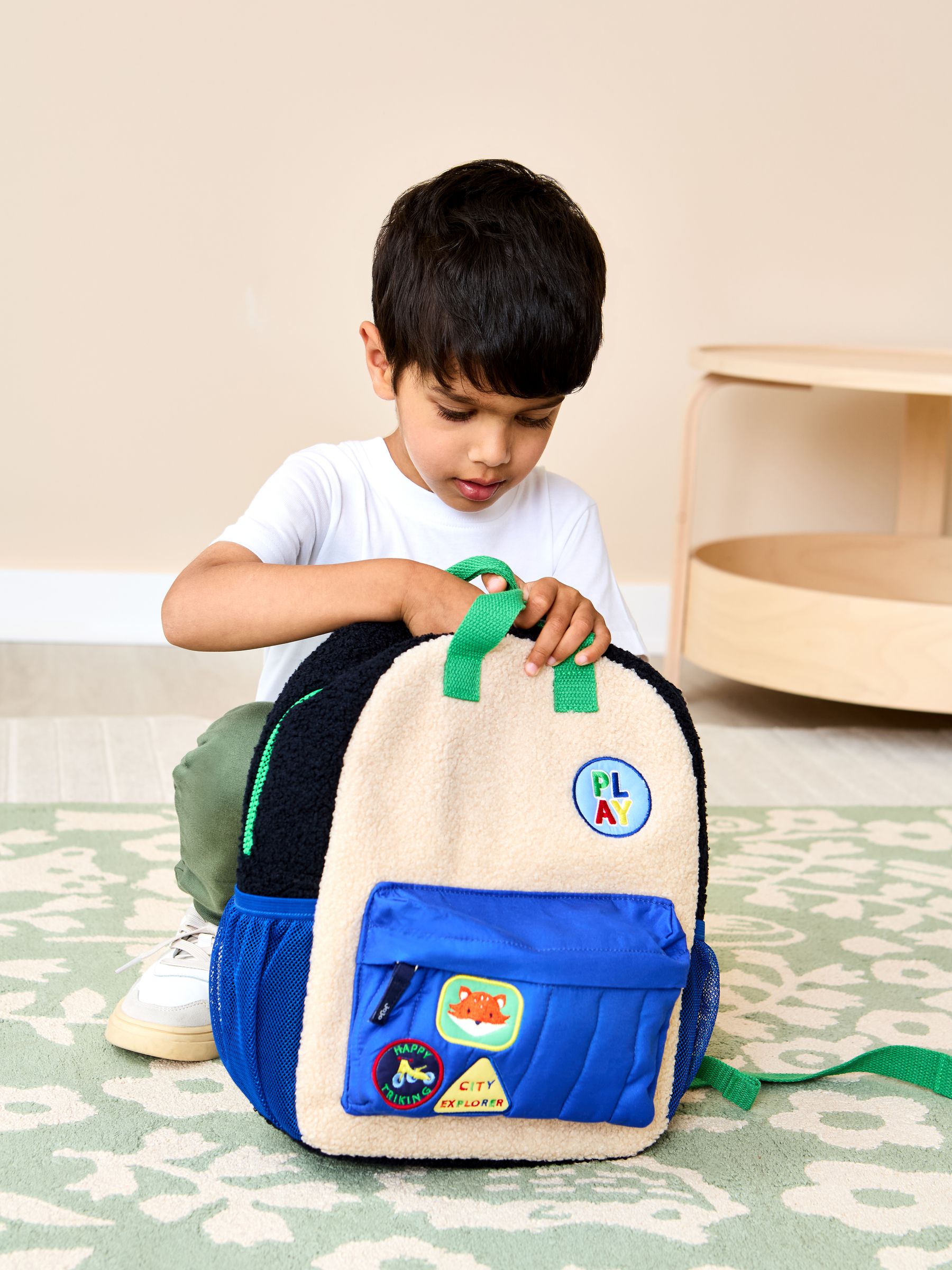 Borg Colour Block Medium Backpack | JoJo Maman Bébé USA