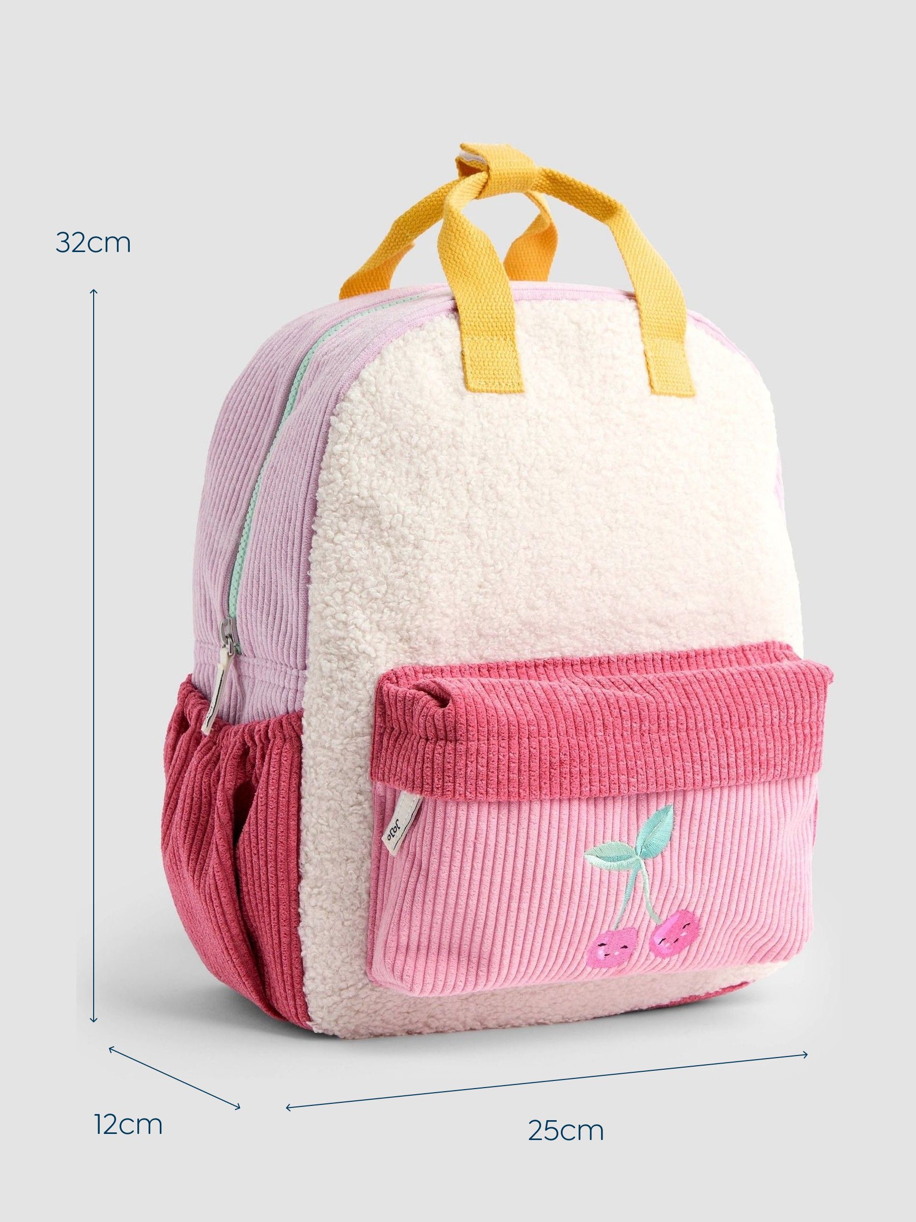 Pink Cherry Borg Colour Block Medium Backpack | JoJo Maman Bébé