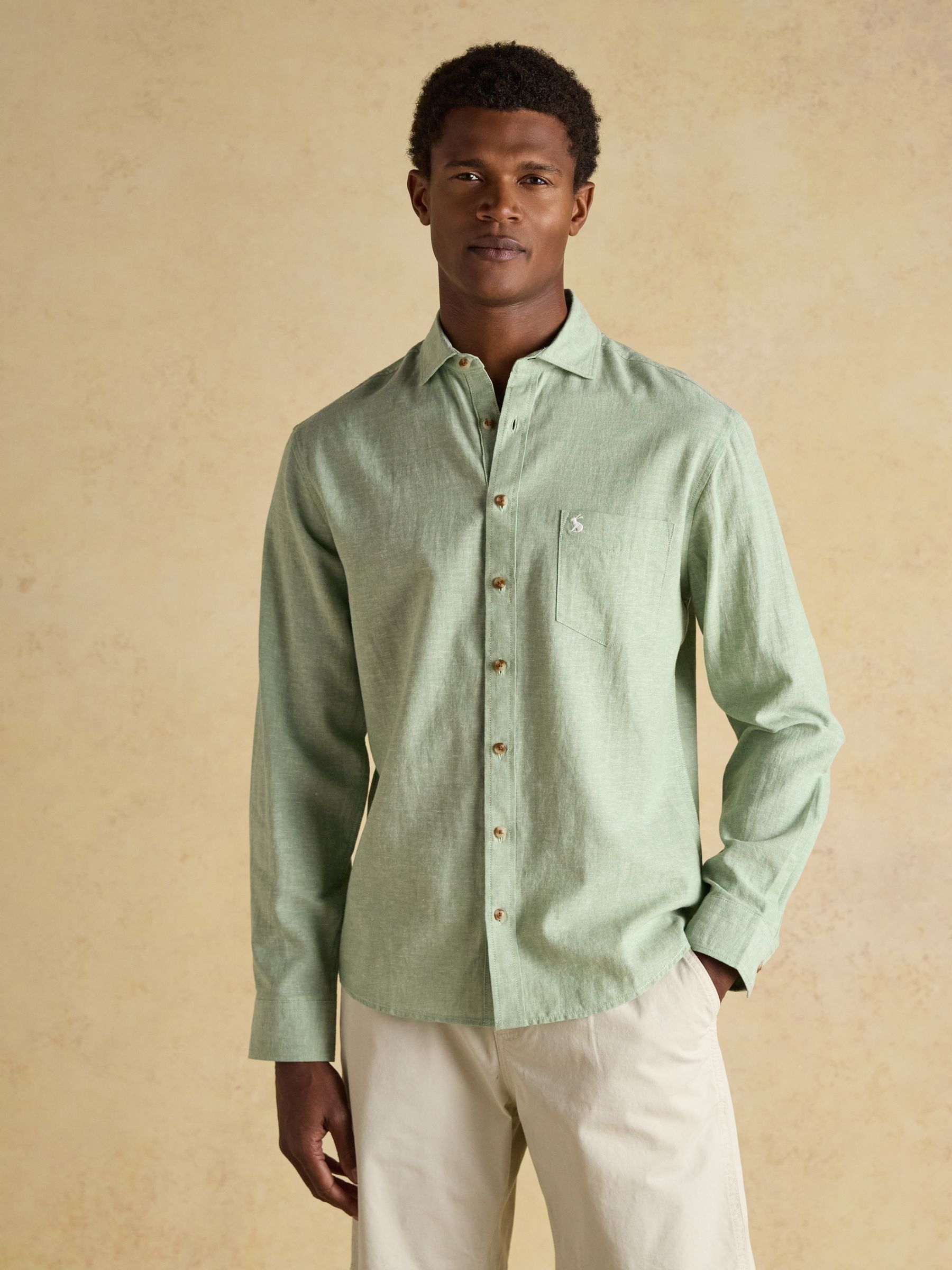 Linen Blend Mint Green Long Sleeve Shirt - Image 10 of 13