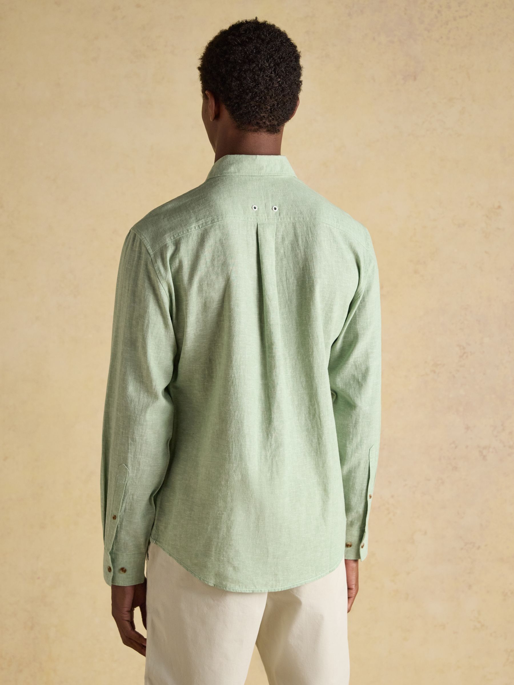 Linen Blend Mint Green Long Sleeve Shirt - Image 11 of 13