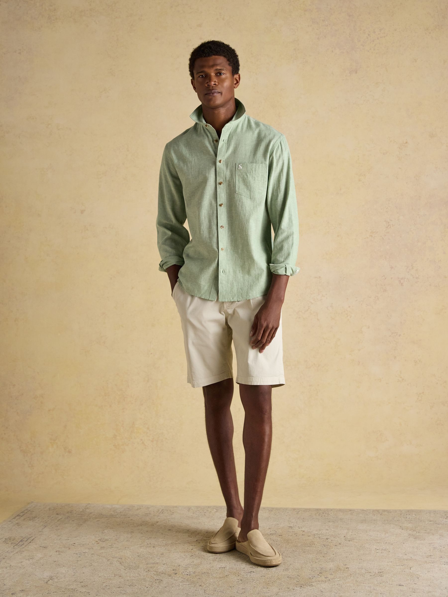 Linen Blend Mint Green Long Sleeve Shirt - Image 12 of 13