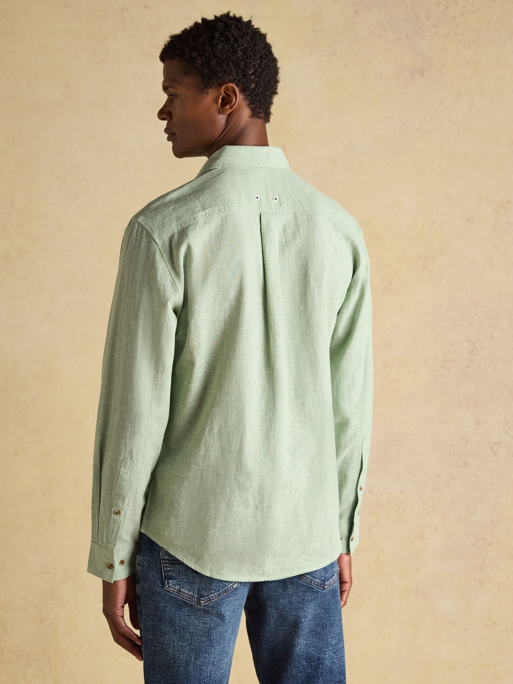 Linen Blend Mint Green Long Sleeve Shirt - Image 2 of 13