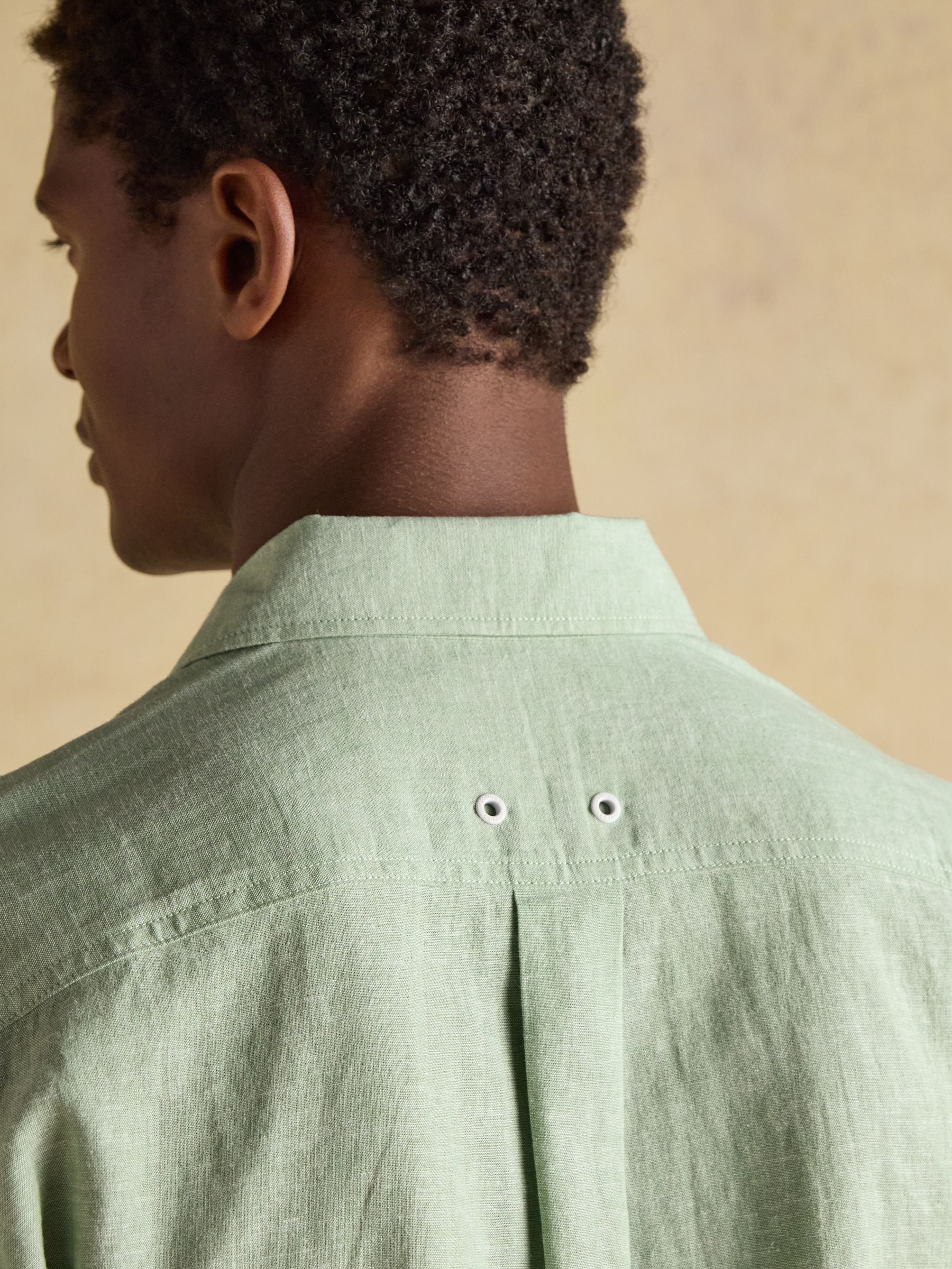 Linen Blend Mint Green Long Sleeve Shirt - Image 7 of 13