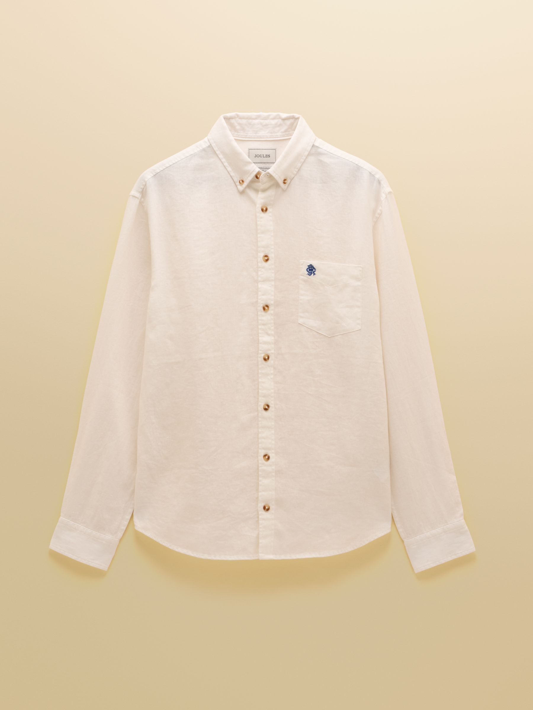 White 100% Linen Long Sleeve Classic Fit Shirt - Image 9 of 9