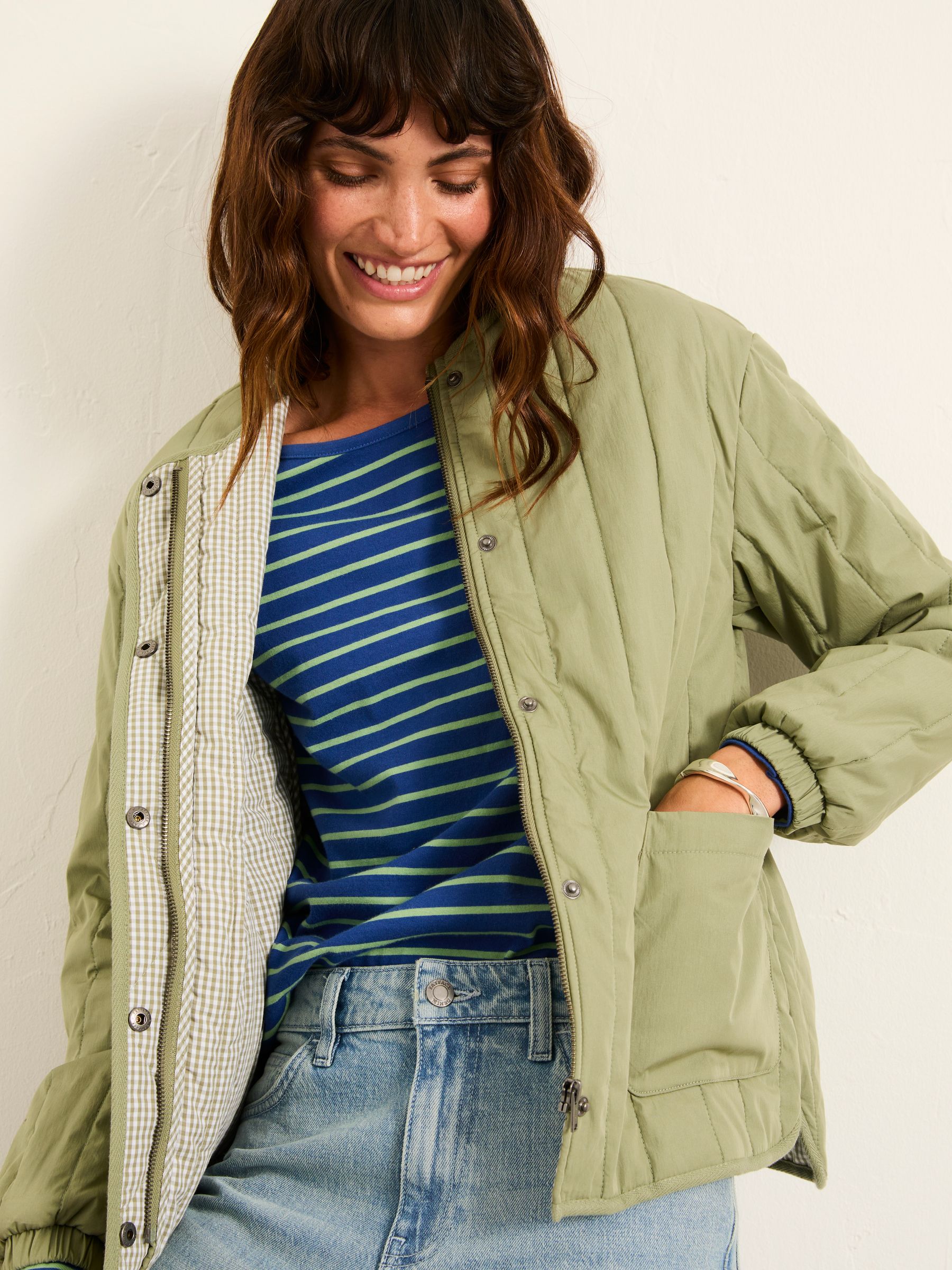Raya Sage Green Quilted Jacket - Image 1 of 6