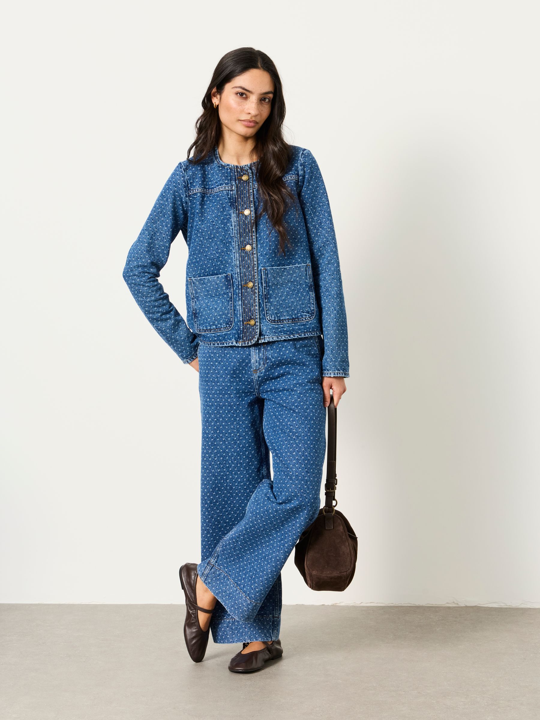 Maeve Blue Petite Spot Denim Jacket - Image 3 of 7