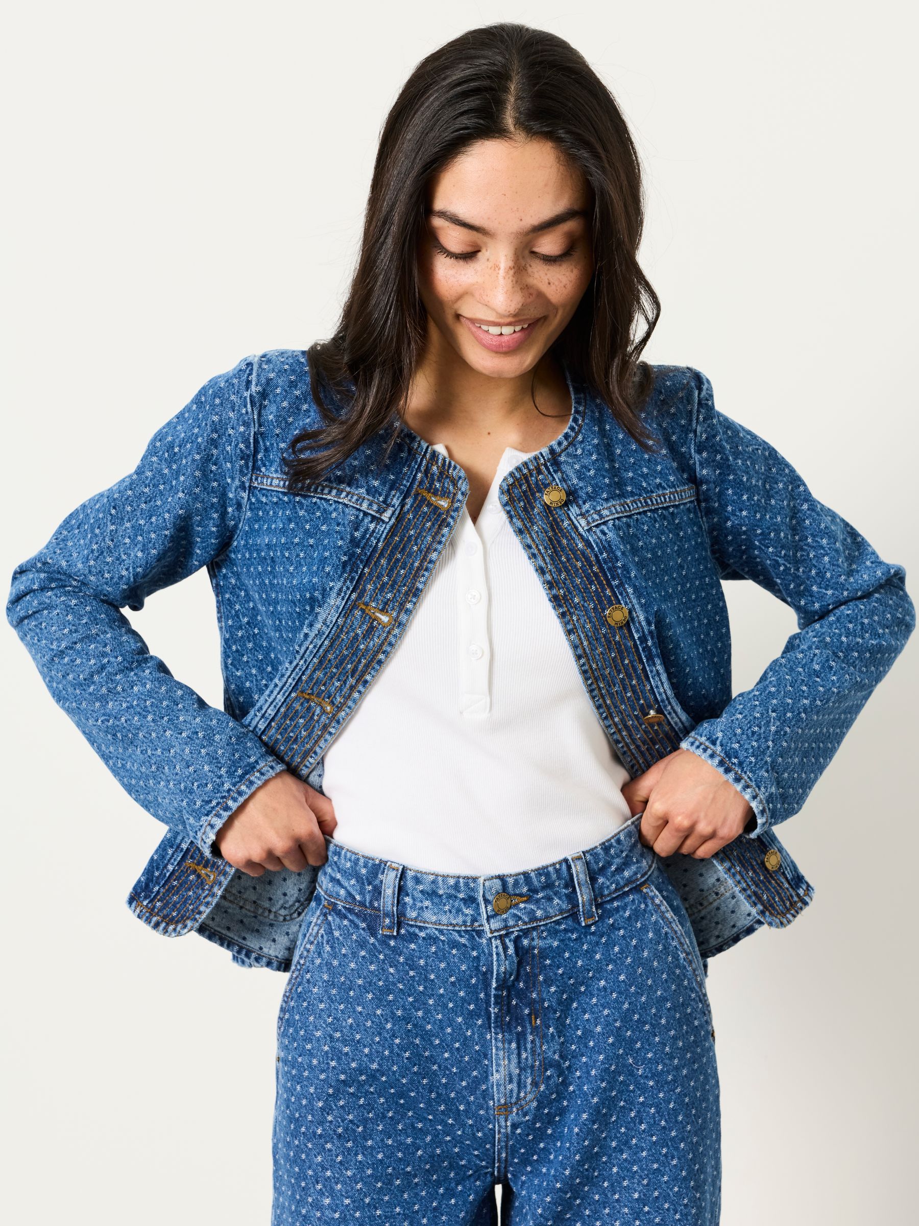 Maeve Blue Petite Spot Denim Jacket - Image 5 of 7