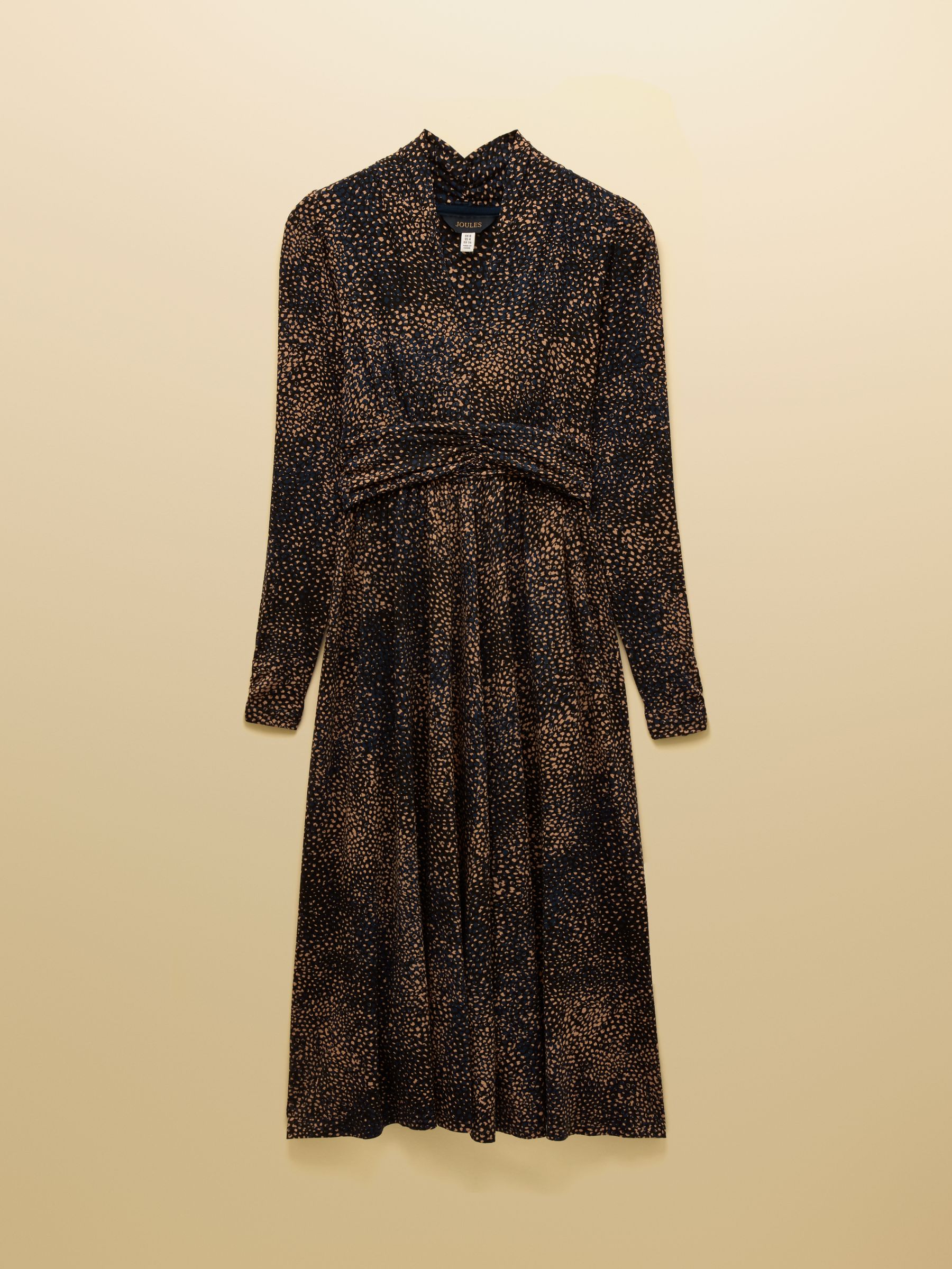 Mina Navy Jersey Ruched Waist Long Sleeve V Neck Dress - Image 8 of 8