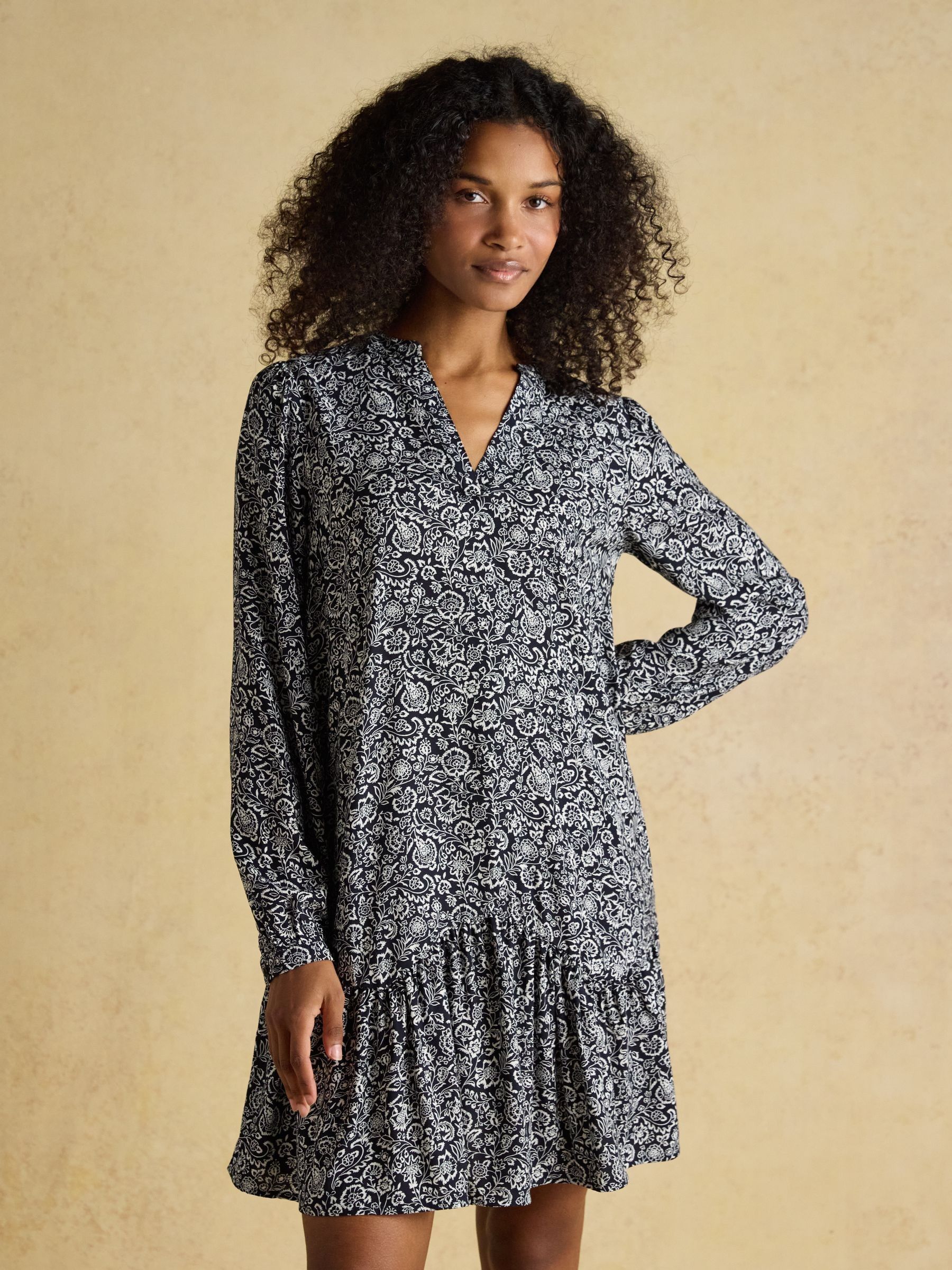 Scarlet Black Floral Woven Dropped Waist Dress - Image 1 of 7