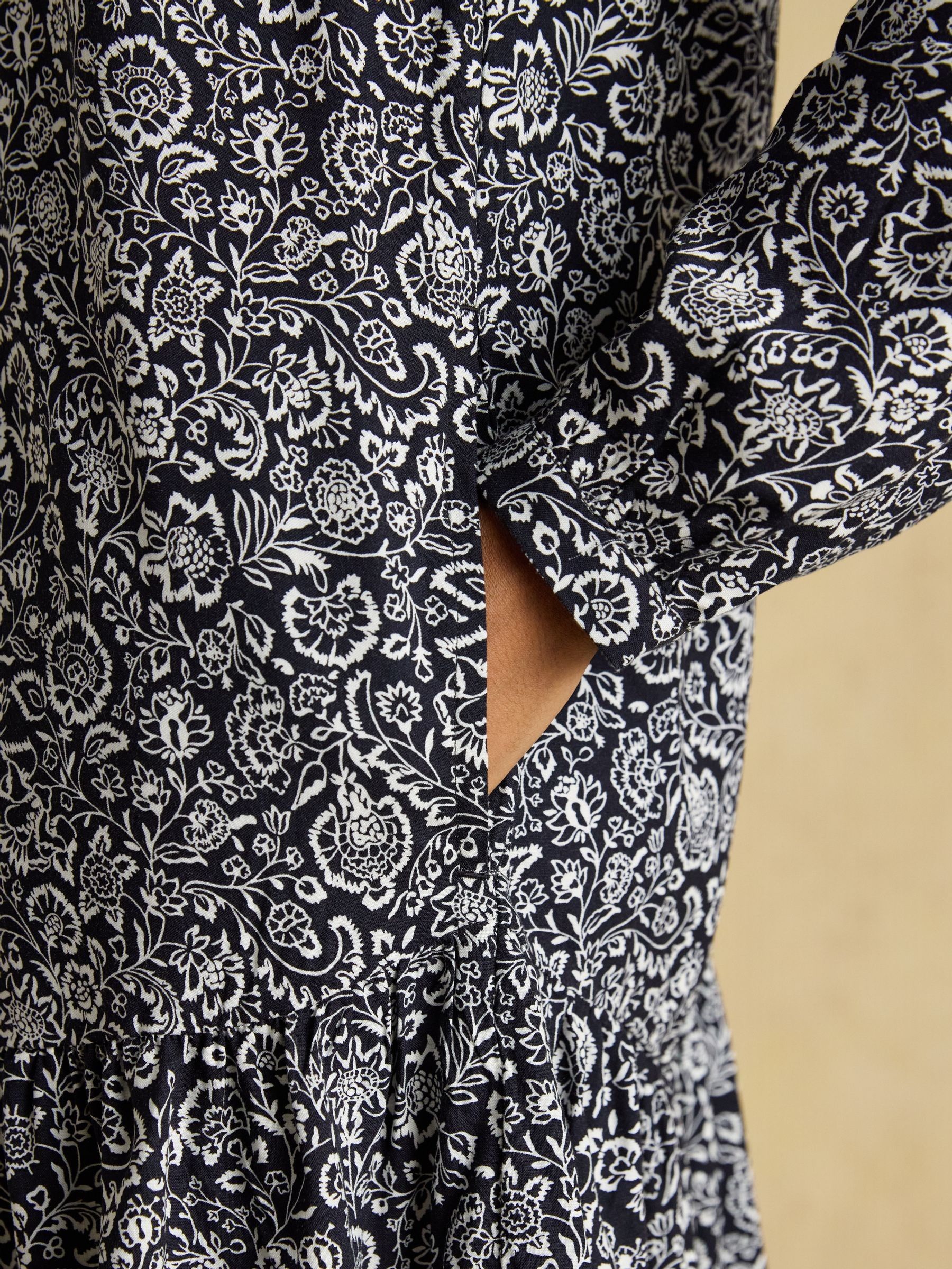 Scarlet Black Floral Woven Dropped Waist Dress - Image 4 of 7