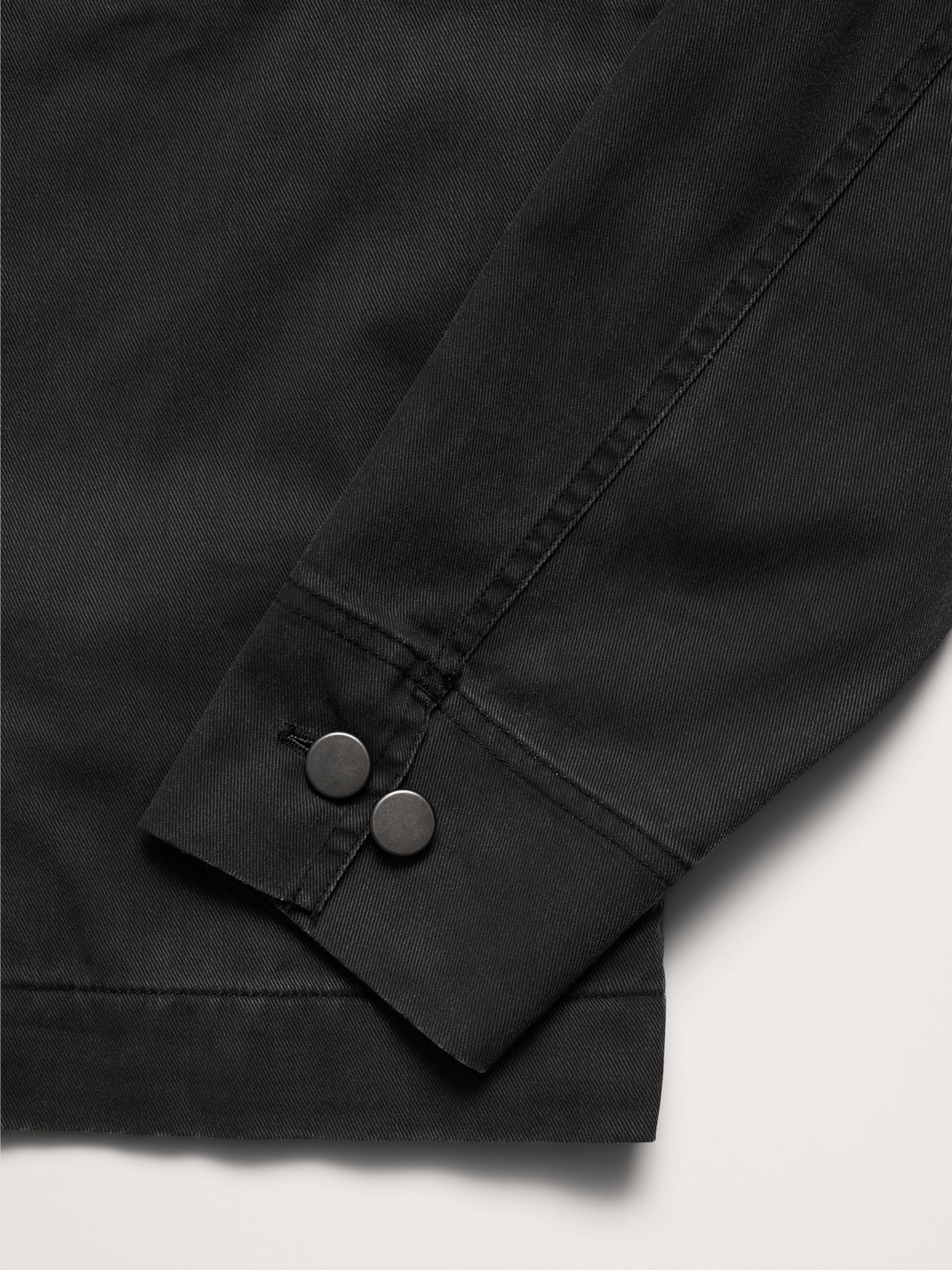 Banana Republic Black Coated Cotton Twill Overshirt - Image 5 of 5 Banana Republic Black Coated Cotton Twill Overshirt - Image 5 of 5