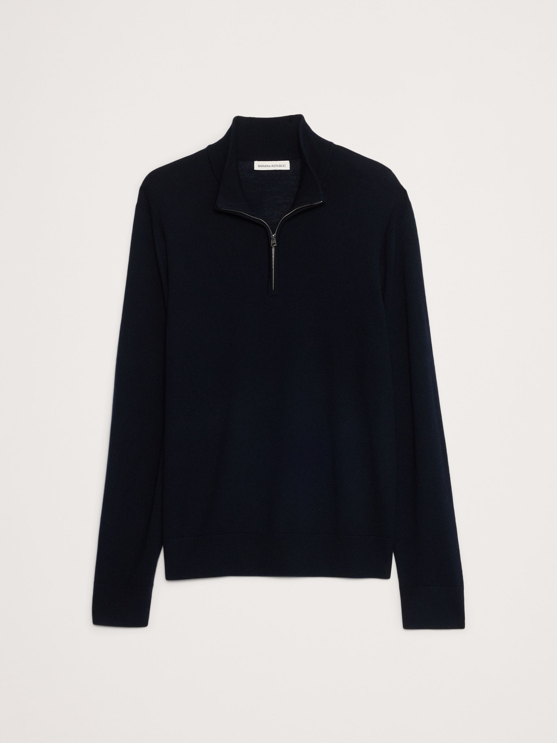 Banana Republic Navy Blue Merino Half-Zip Sweatshirt - Image 4 of 4