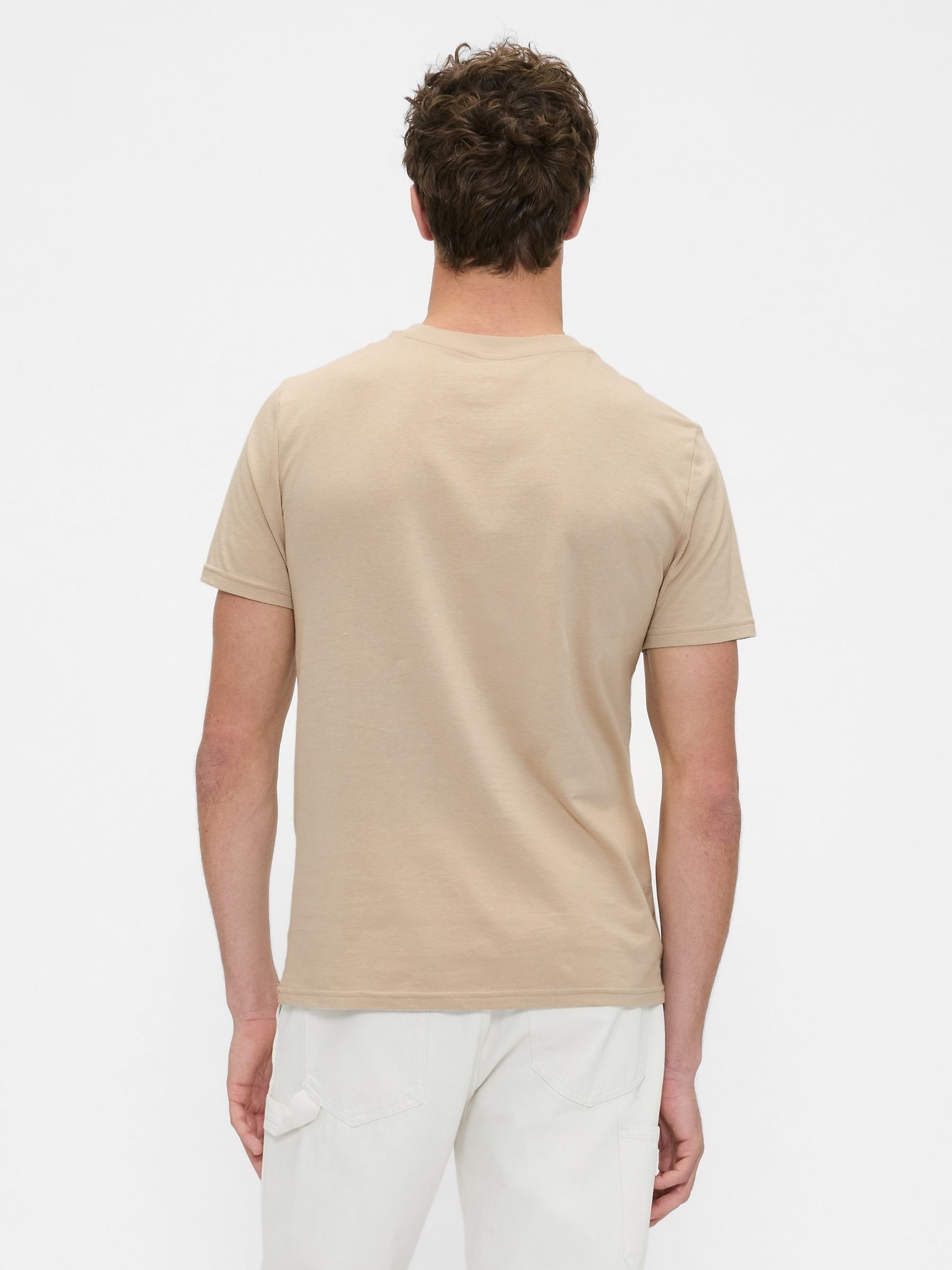 Beige Pocket Crew Neck Short Sleeve T-Shirt - Image 2 of 4 Beige Pocket Crew Neck Short Sleeve T-Shirt - Image 2 of 4