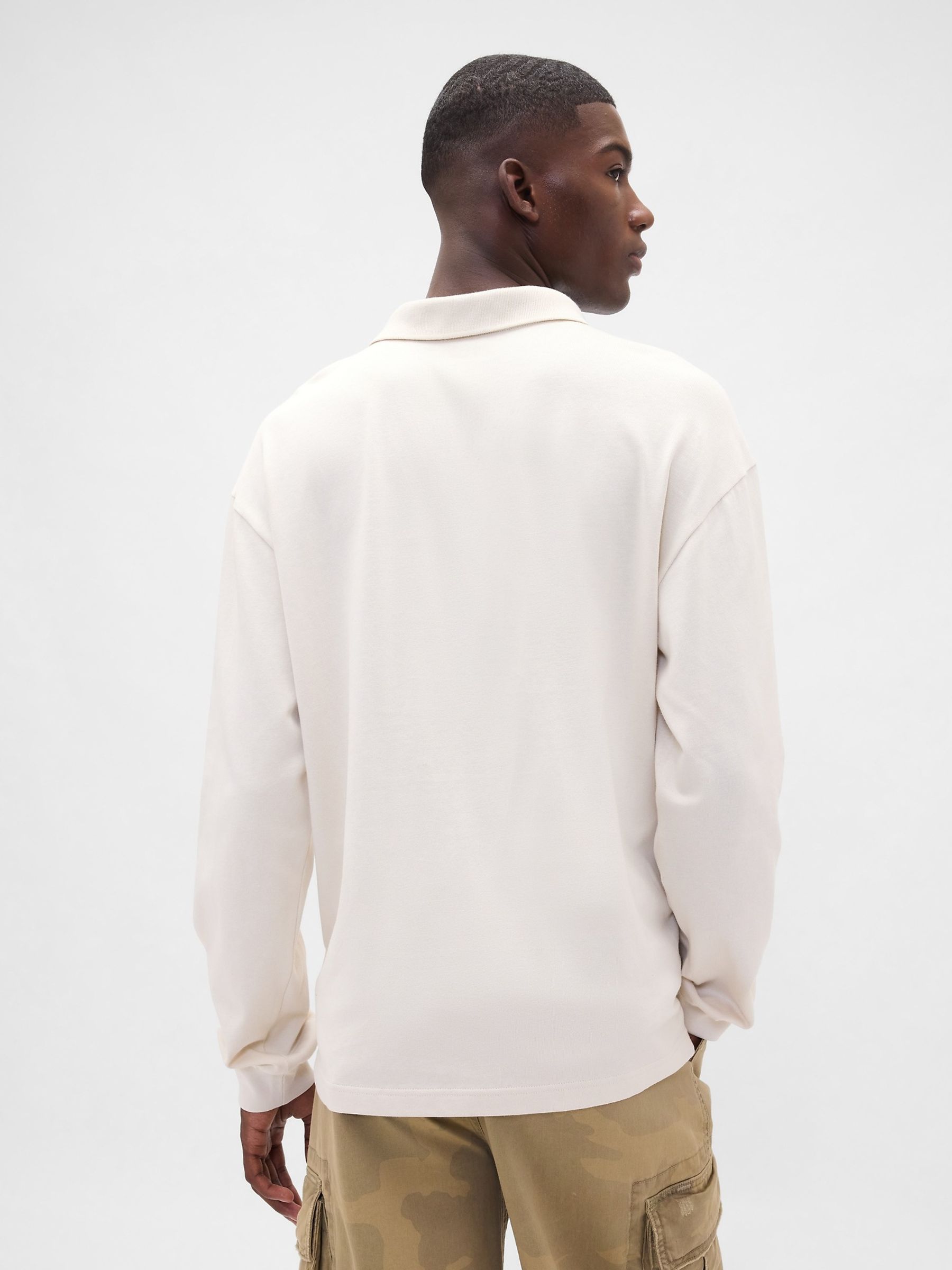 Cream Heavyweight Jersey Polo Shirt - Image 2 of 4