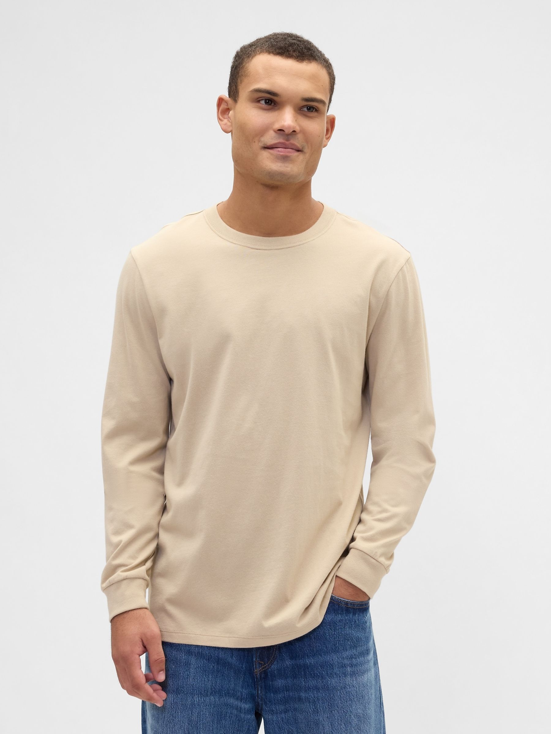 Beige Everyday Long Sleeve T-Shirt - Image 1 of 5