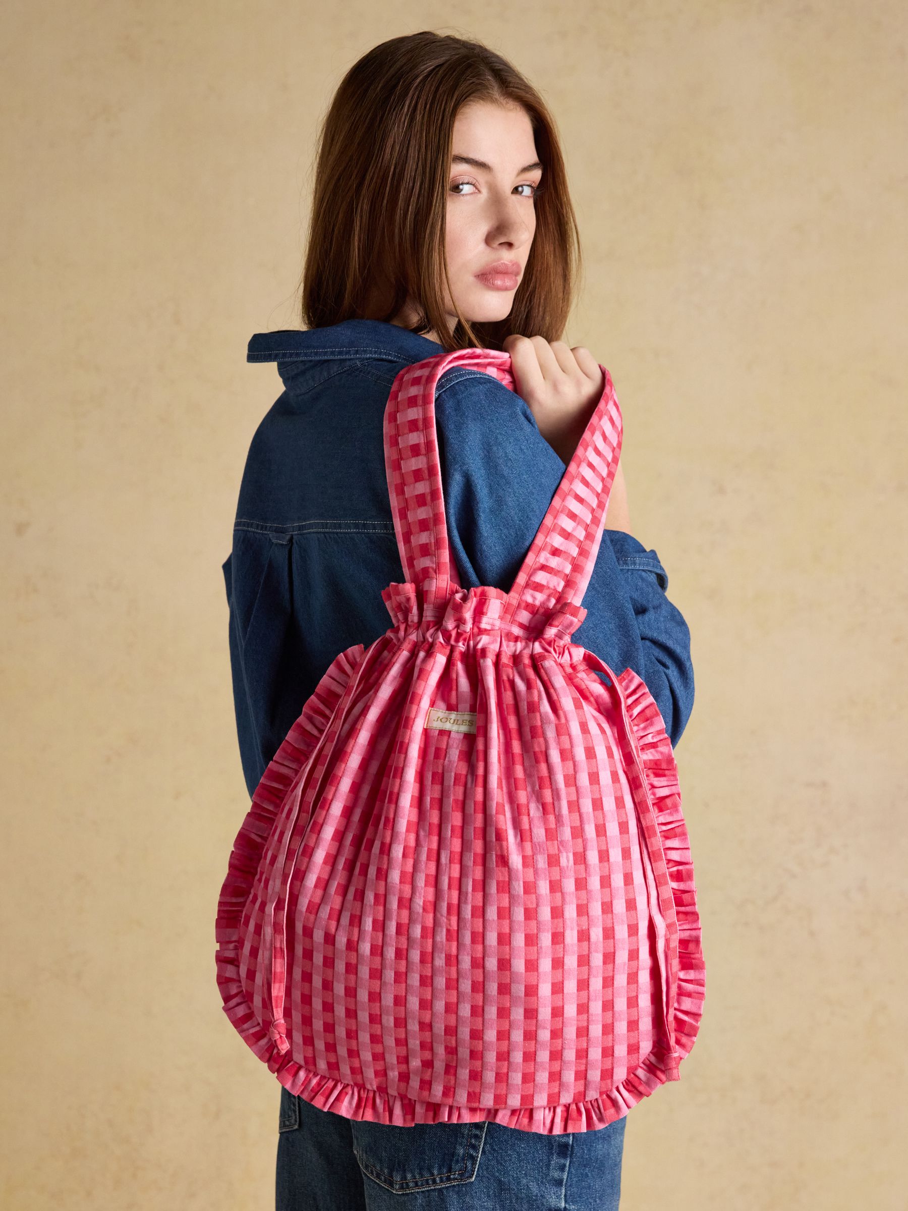 Nella Red & Pink Gingham Quilted Tote Bag - Image 2 of 9