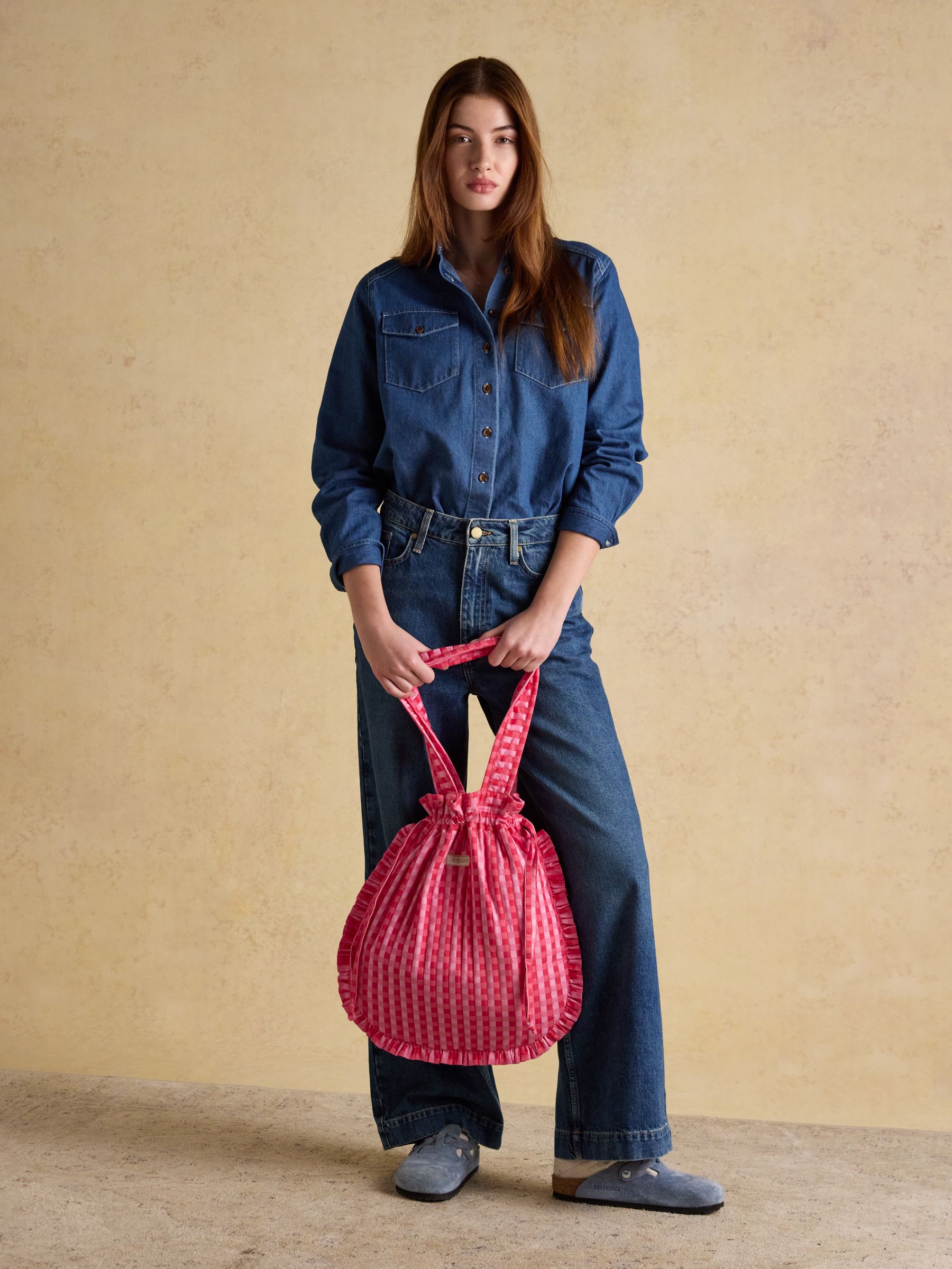 Nella Red & Pink Gingham Quilted Tote Bag - Image 3 of 9